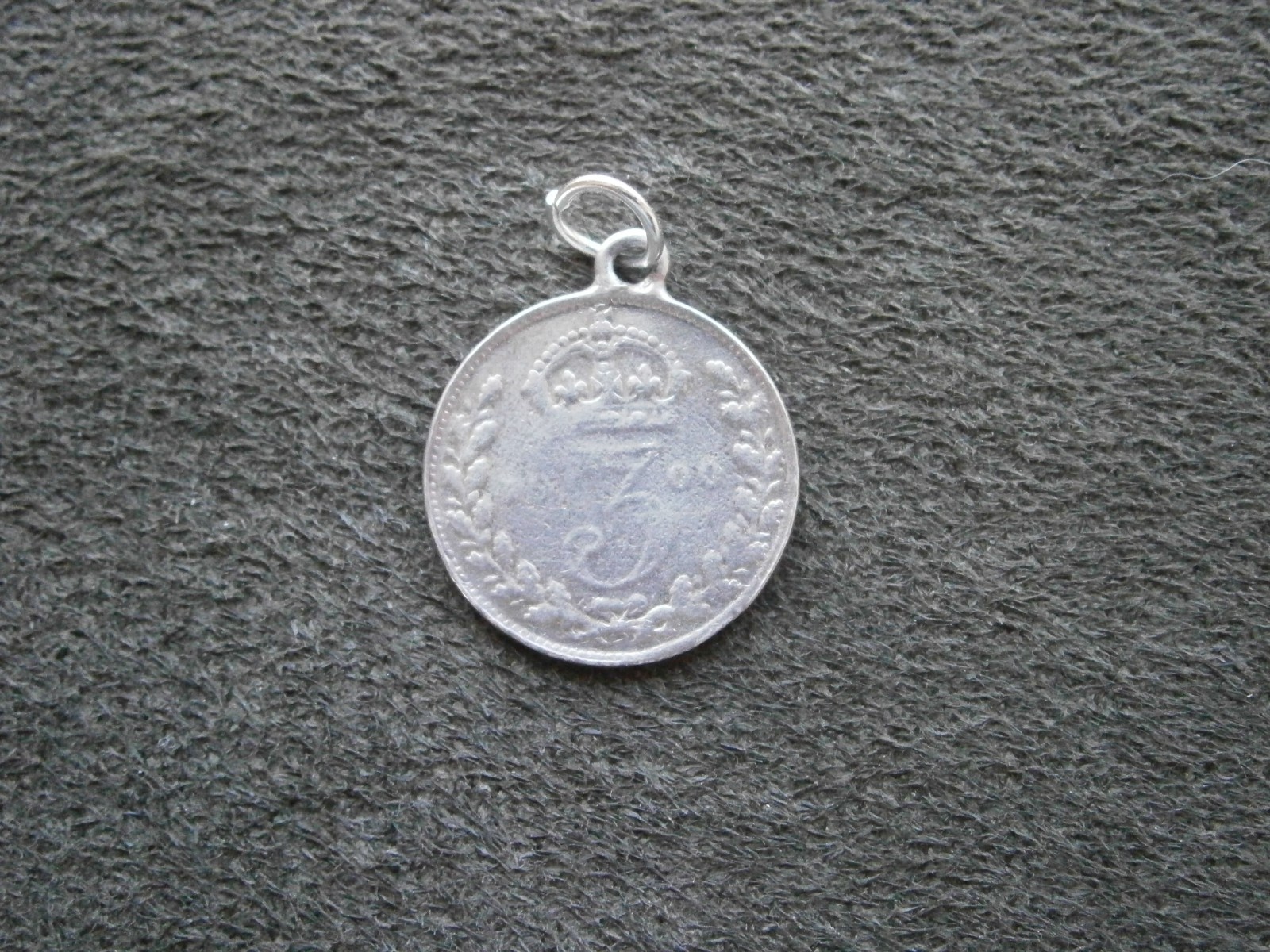 Victoria Sterling Silver Threepence 3d Coin Antique Charm Pendant ~ 1900
