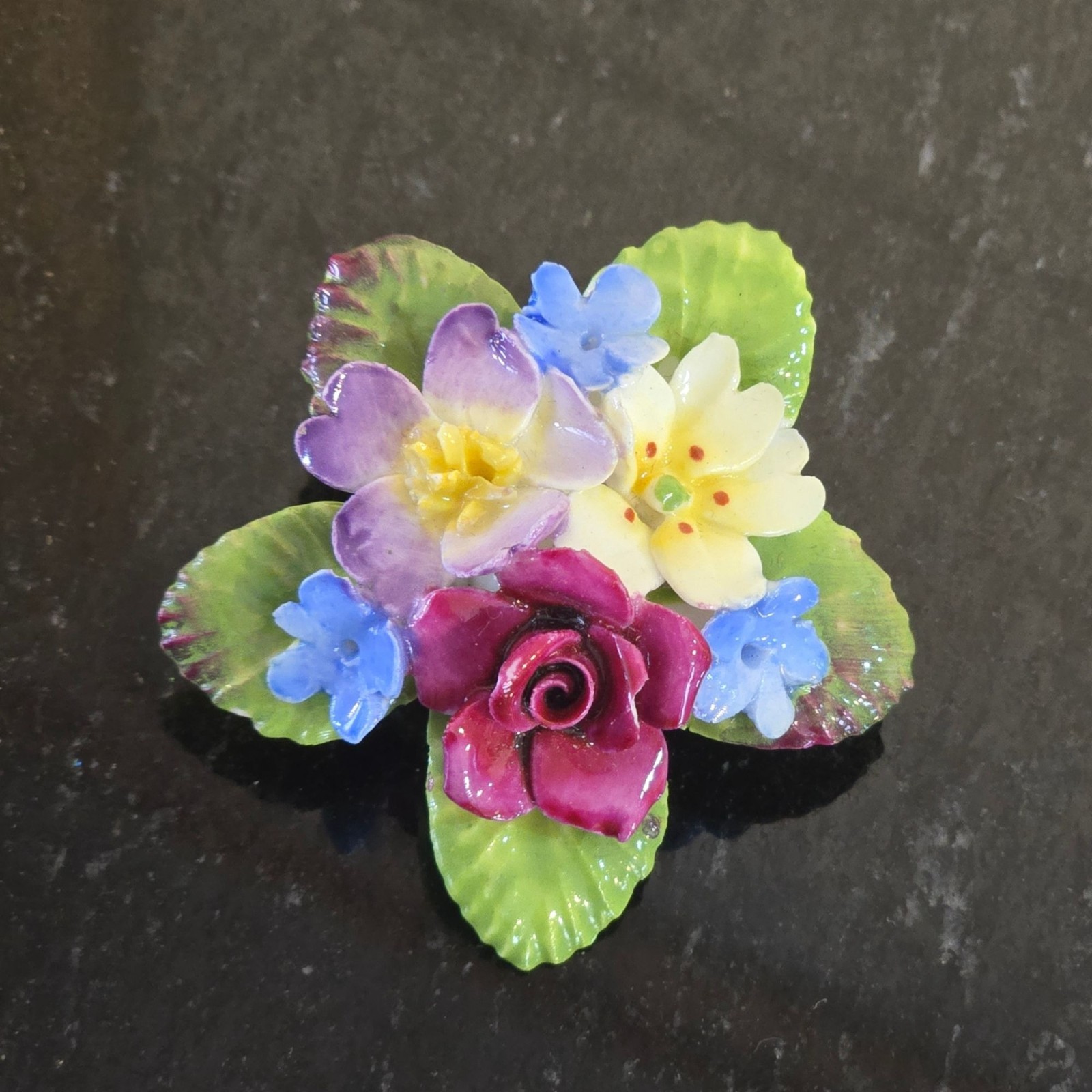 Vintage Bone China Floral Brooch Made In England Collectible Staffordshire pin