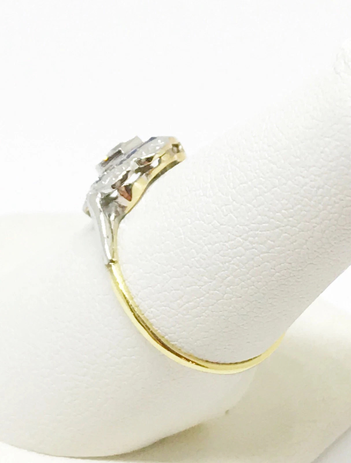 Art Deco Style Lab Created Diamond & Sapphire Anniversary 14K Gold Finish Ring