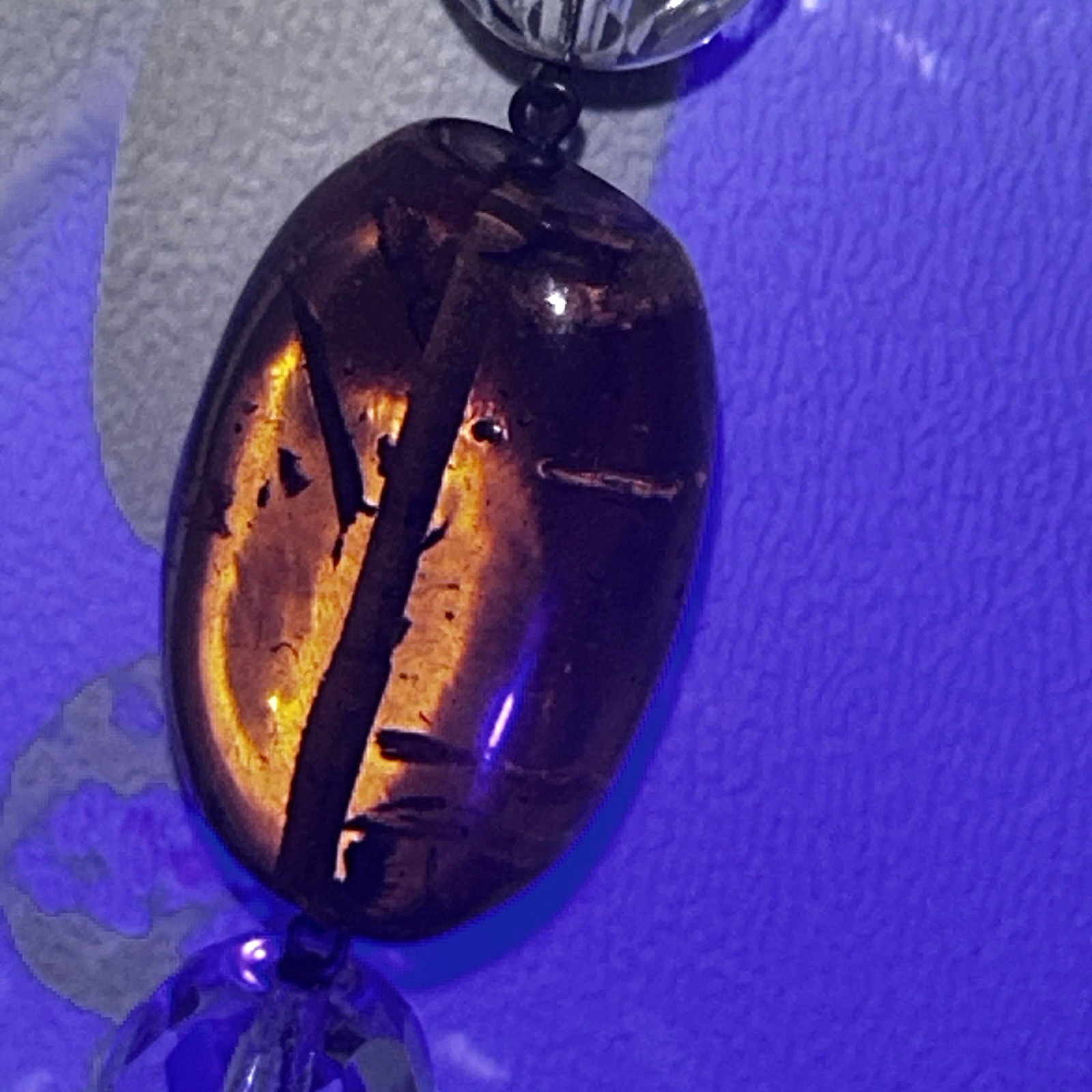 Art Deco Vintage Baltic Amber Honey Cognac Yellow & Clear Glass Necklace 34″