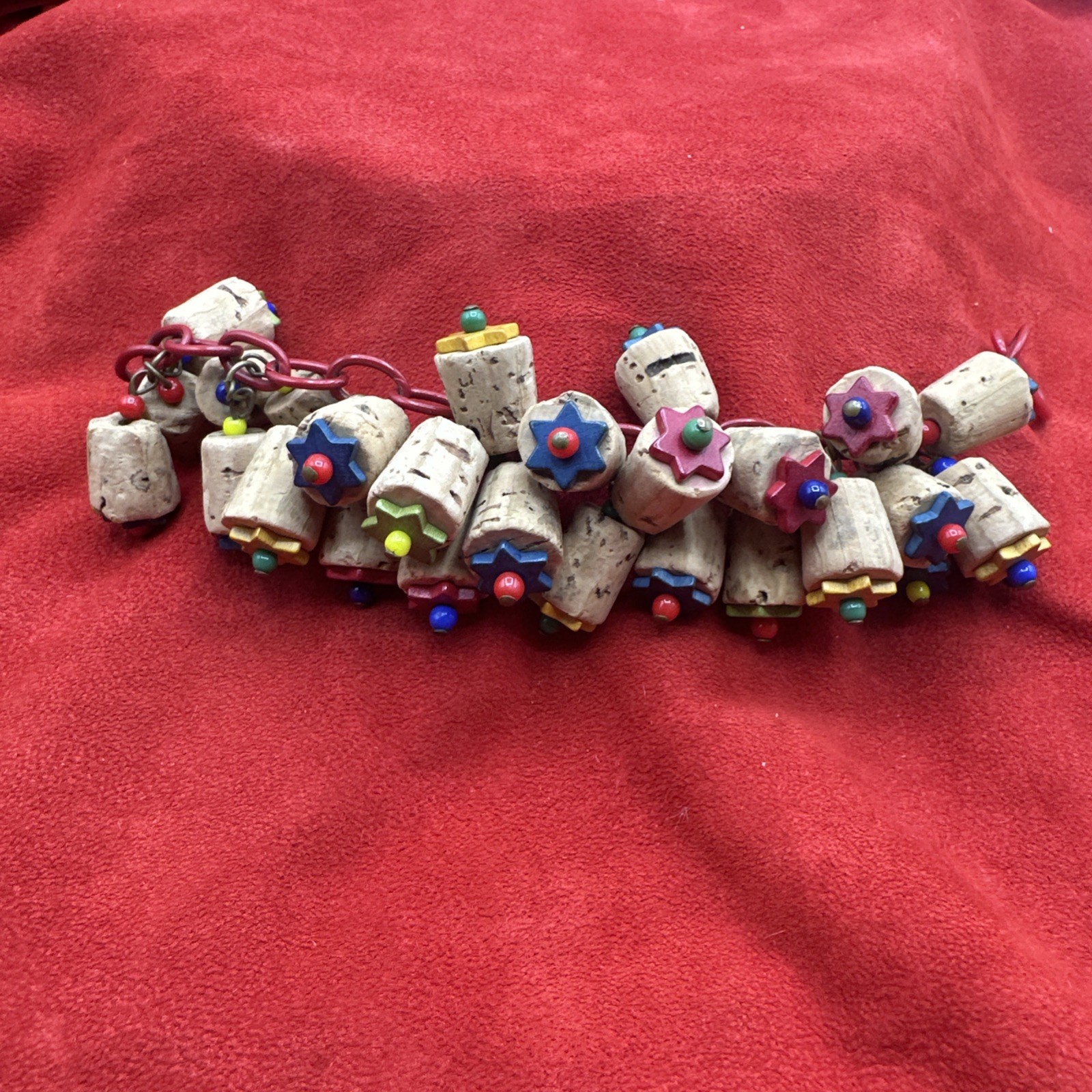 Exclusive Depression Era Cork and Multicolored Bakelite Bracelet. See pics.