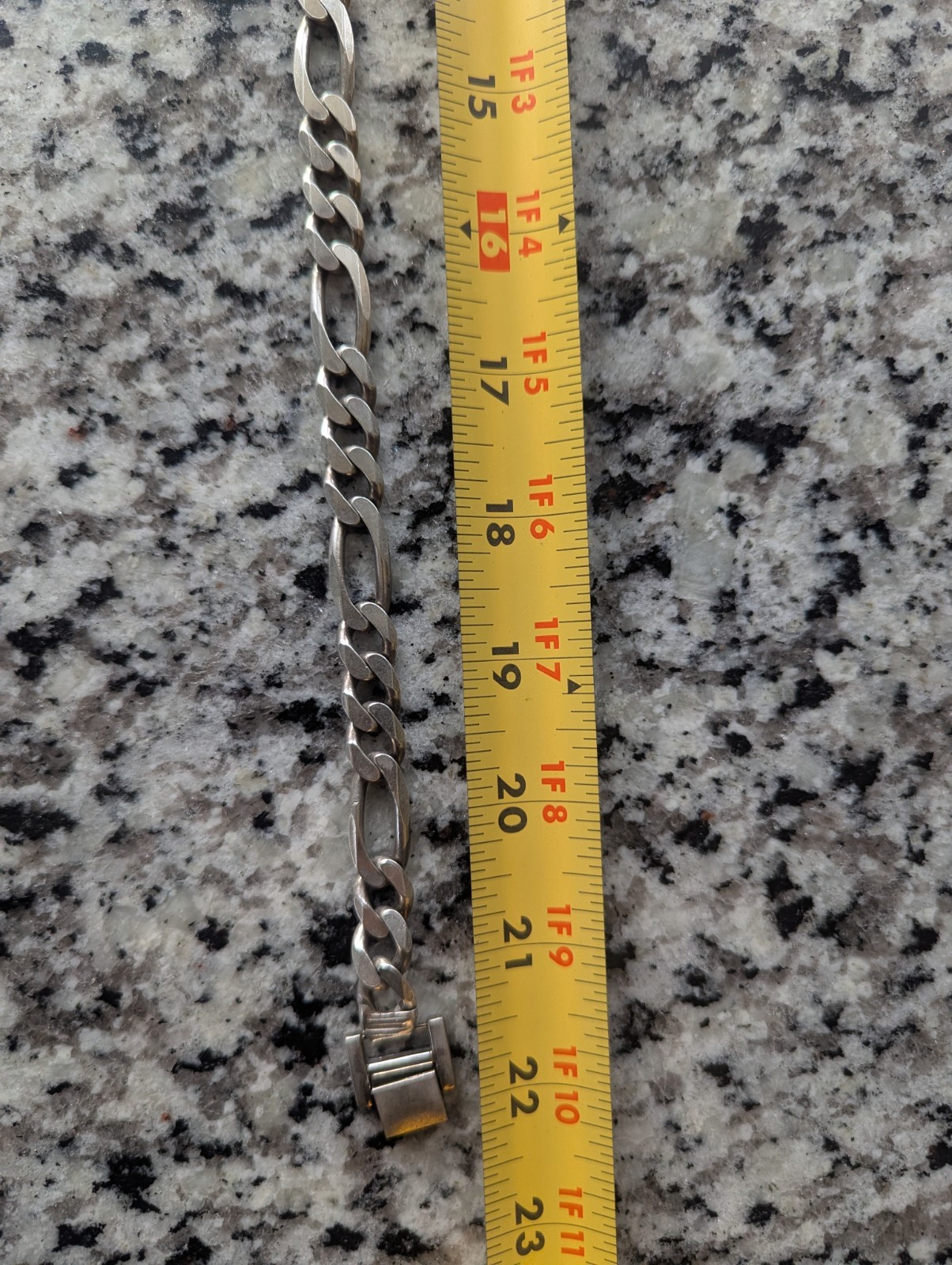 Unique Vintage Heavy 93.9g Italy Sterling Silver 925 Figaro Chain Necklace 22”
