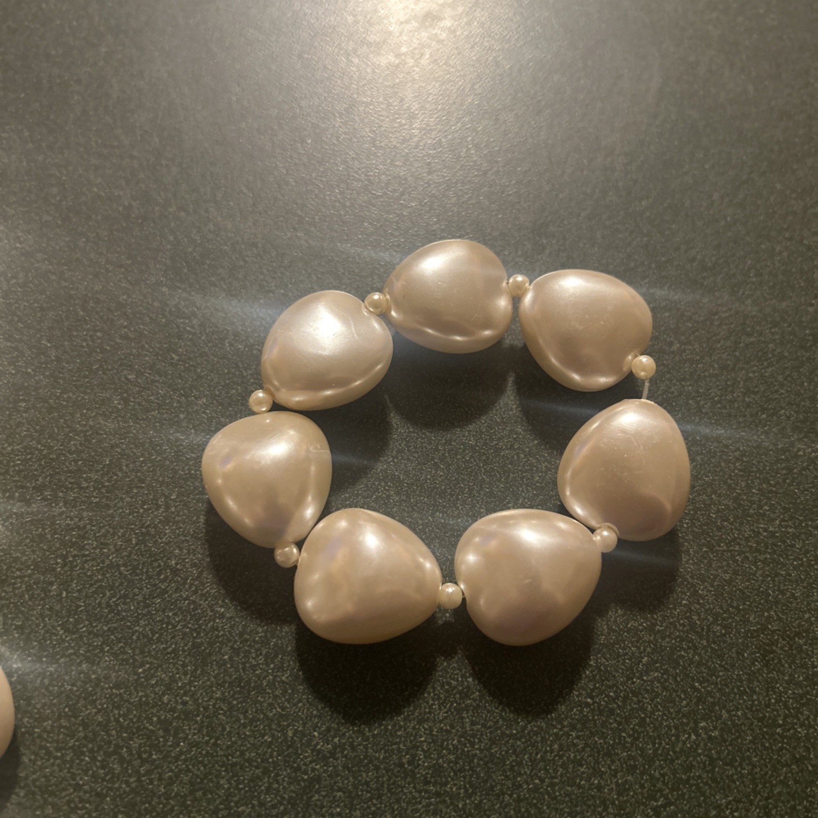 Stunning vintage 20in chunky Faux Pearl Bead necklace w/ chunky pearl bracelet