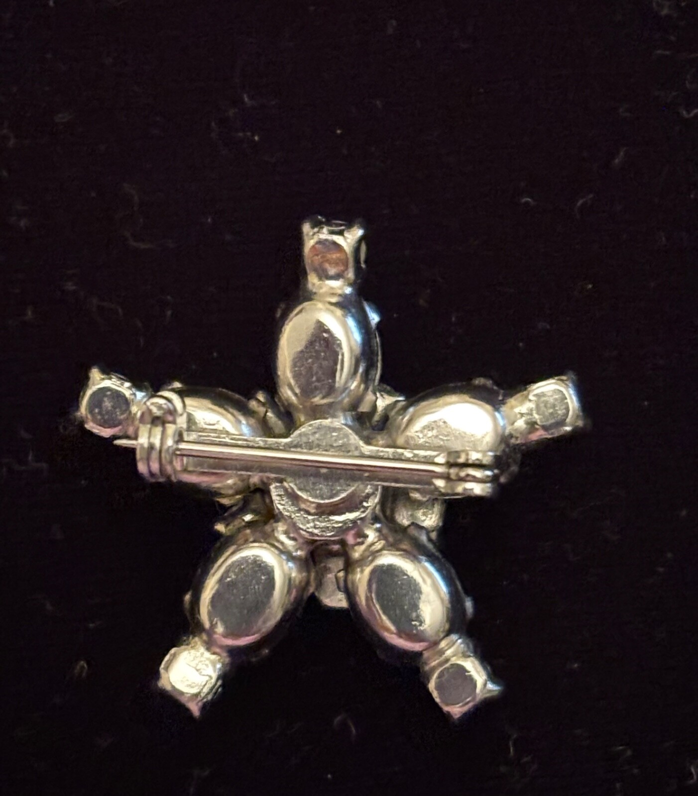 Vintage STAR Brooch Oval and Round Faceted Rhinestones Silver Tone Estate