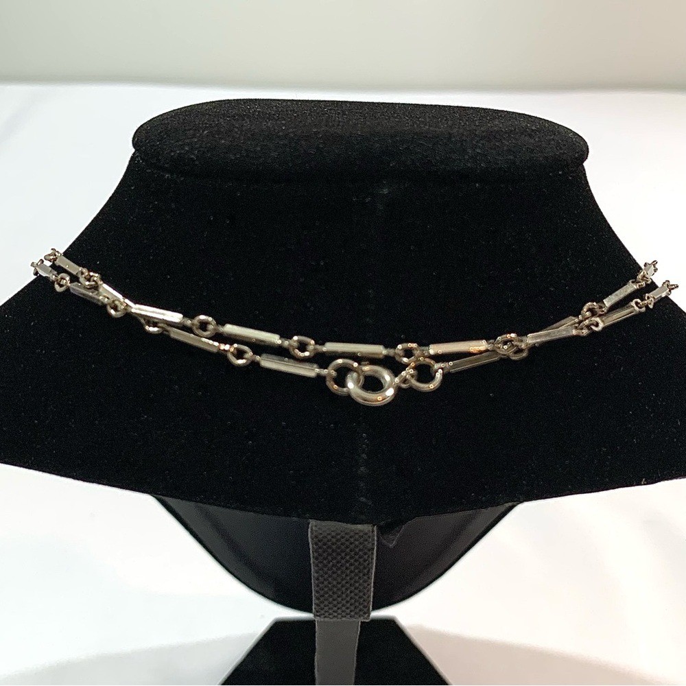 Vintage Bar Link Chain Necklace Silver Metal Minimalist Unisex