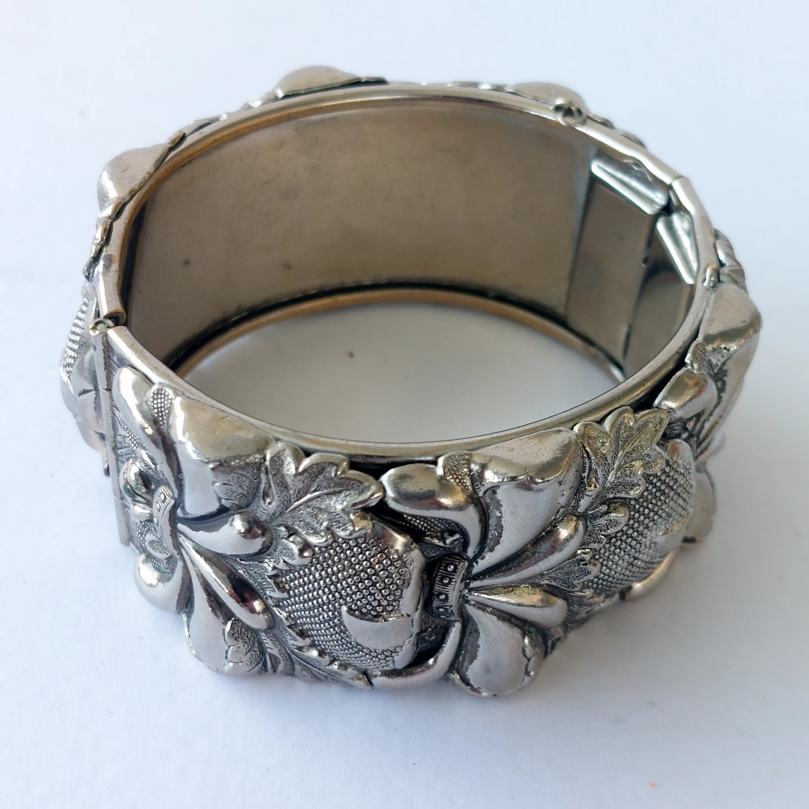 Vintage VARGAS Silver Toned Repousse Cuff Bracelet No Chain