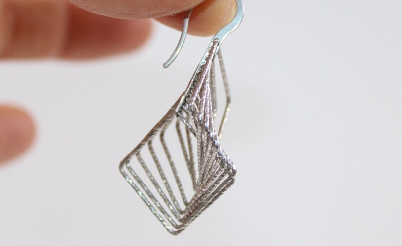AGI Sterling Silver Geometric Wire Earrings – Modern Dangle Design –Lightweight