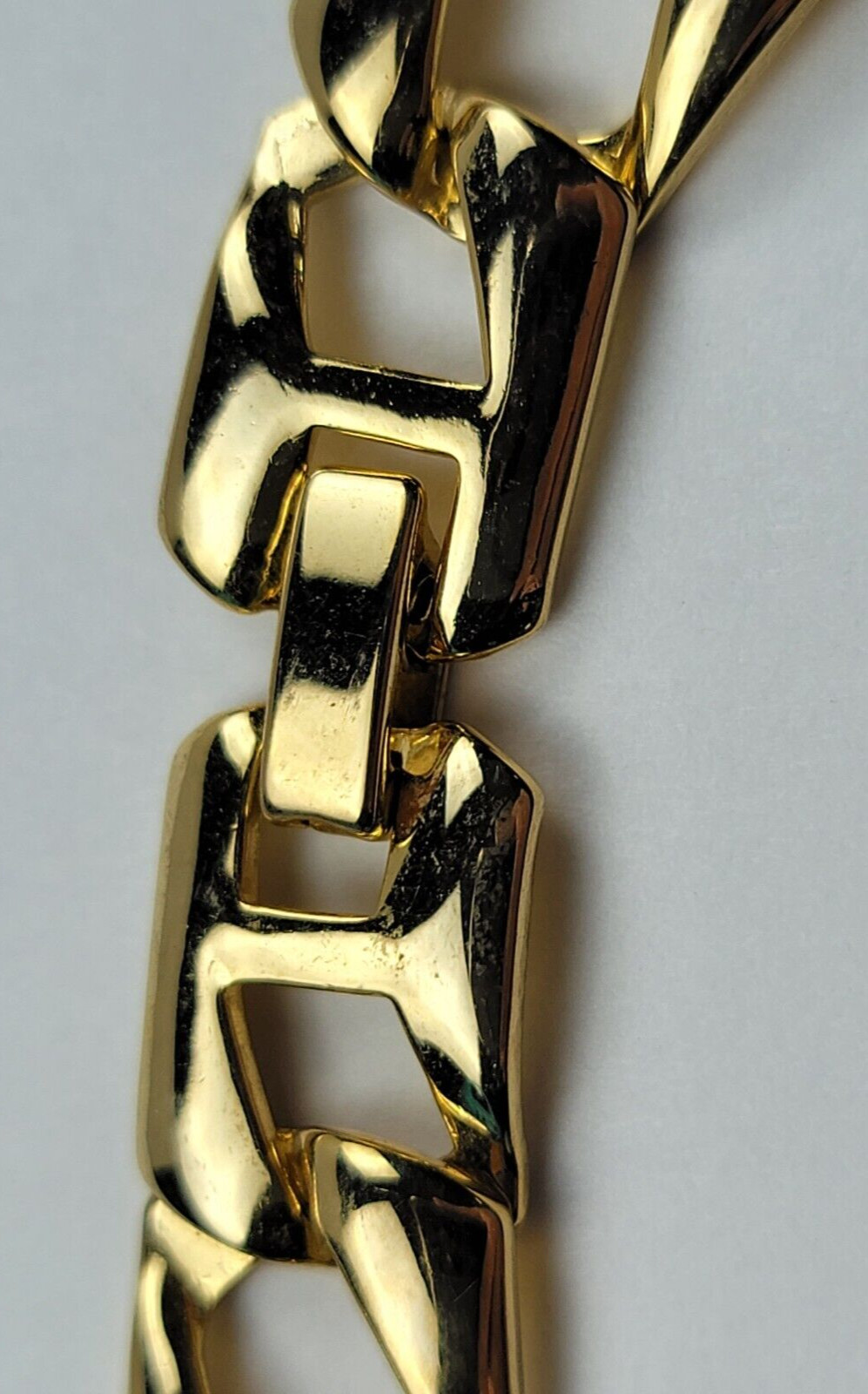 Gold Tone Square Link Chain Collar Necklace 17″ Fold Over Clasp