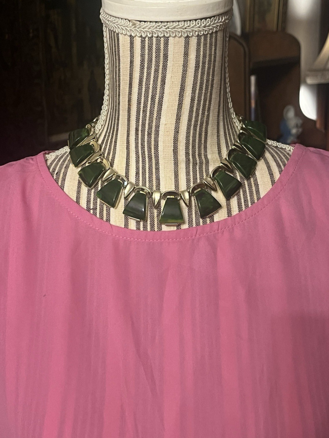 Vintage CHAREL Spinach Green Bakelite, Egyptian Revival, Necklace, Simi Tested!