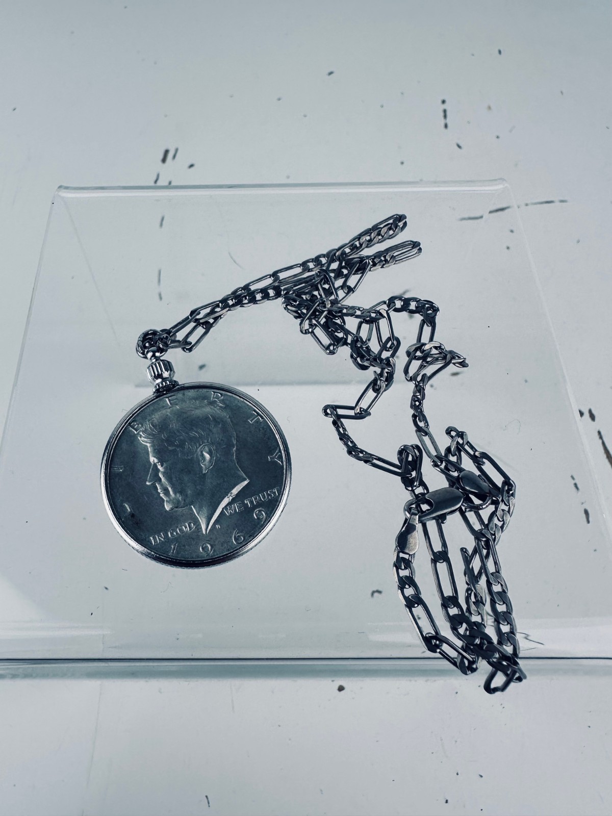 1969 40% Kennedy Silver Half Dollar Chain Necklace