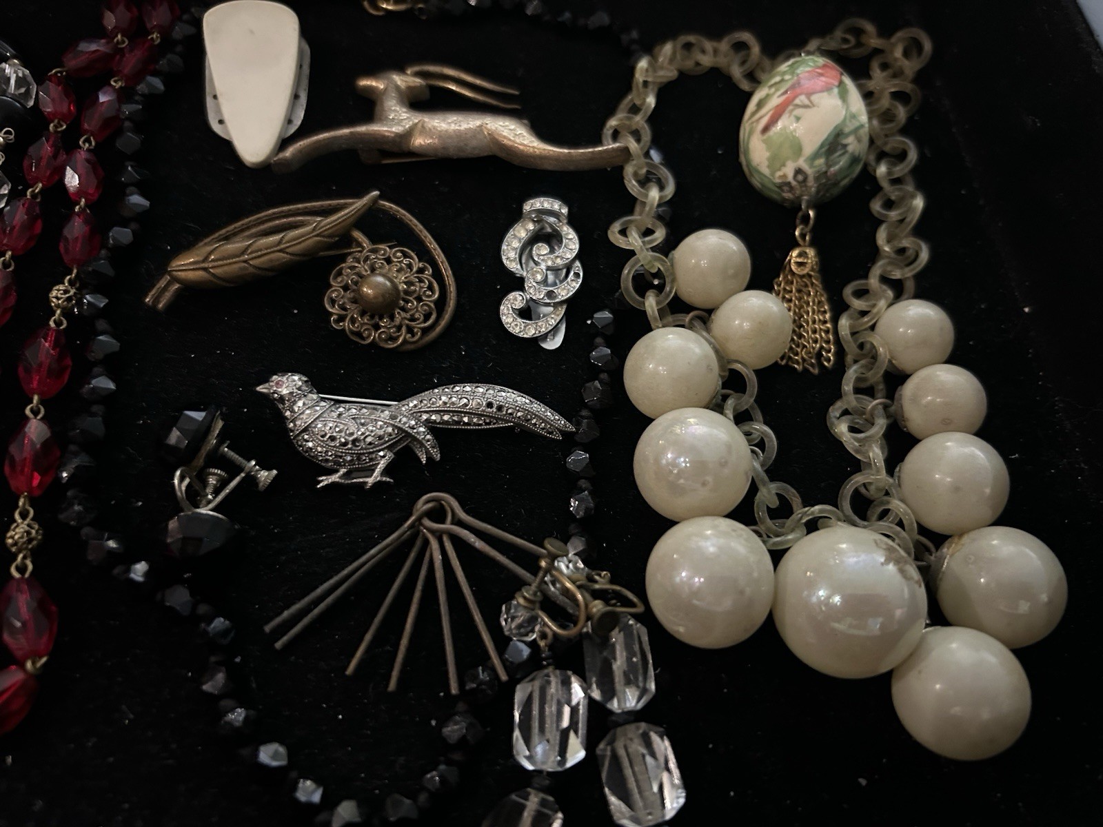 Big Vintage Victorian Deco Eclectic Jewelry Lot Variety Wearable Repurpose