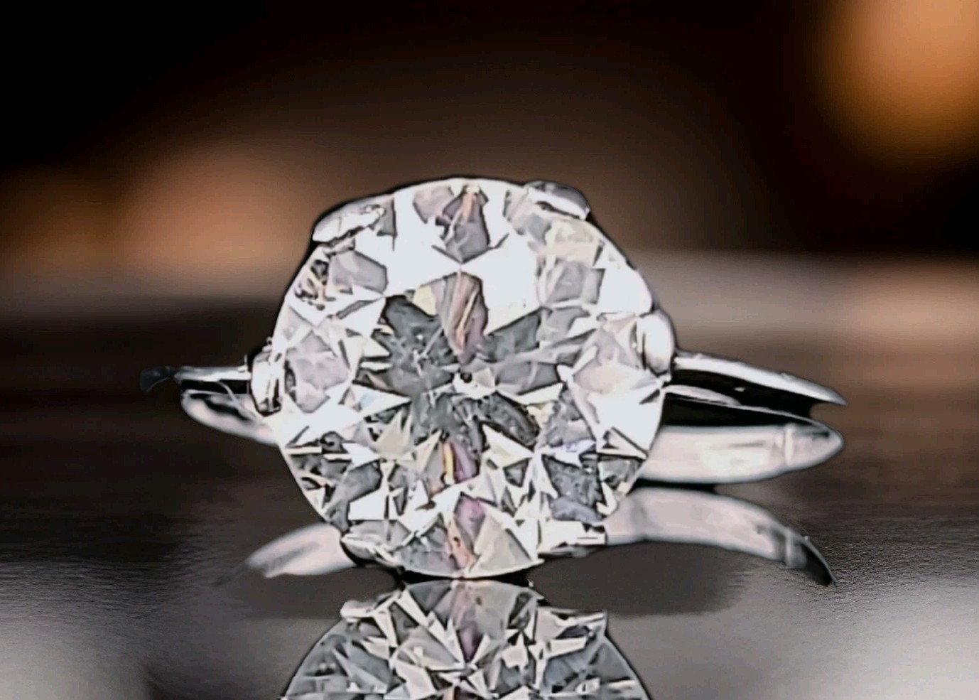 Vintage Platinum Engagement Ring 3.34CT. Natural Old Euro Cut Round Diamond