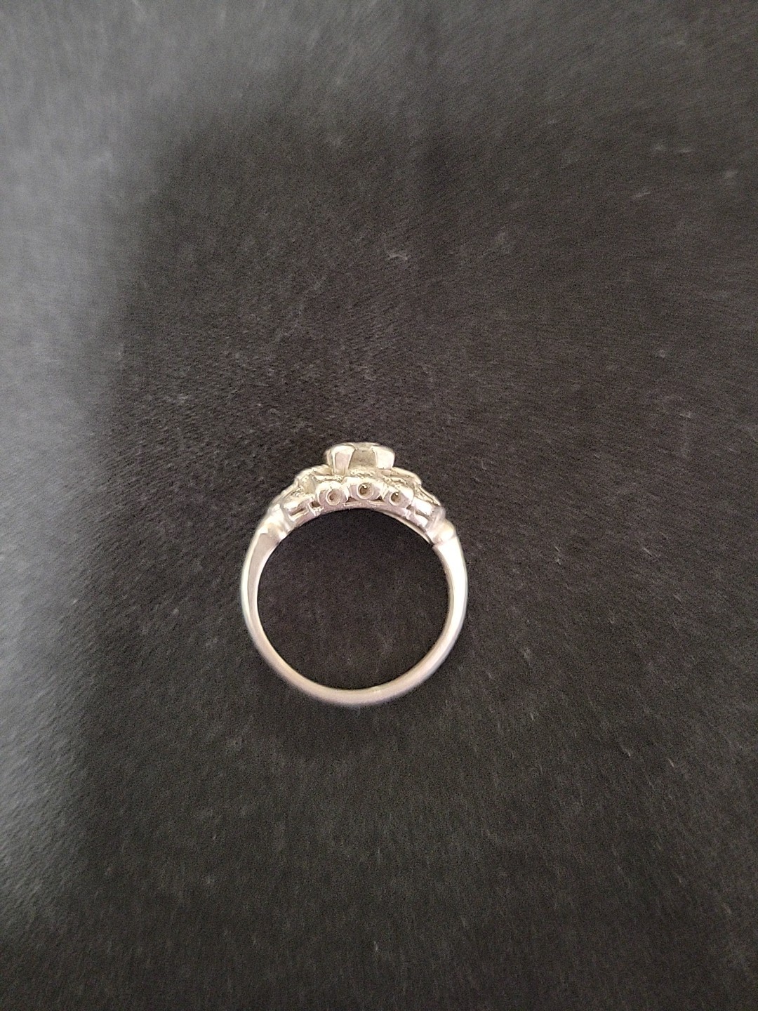 Vintage Mine Cut Diamond Ring 14K White Gold Art Deco Period