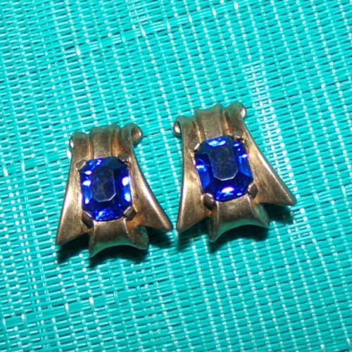 RARE—CROWN TRIFARI STERLING signed earrings with gorgeous blue stones-OMG!!