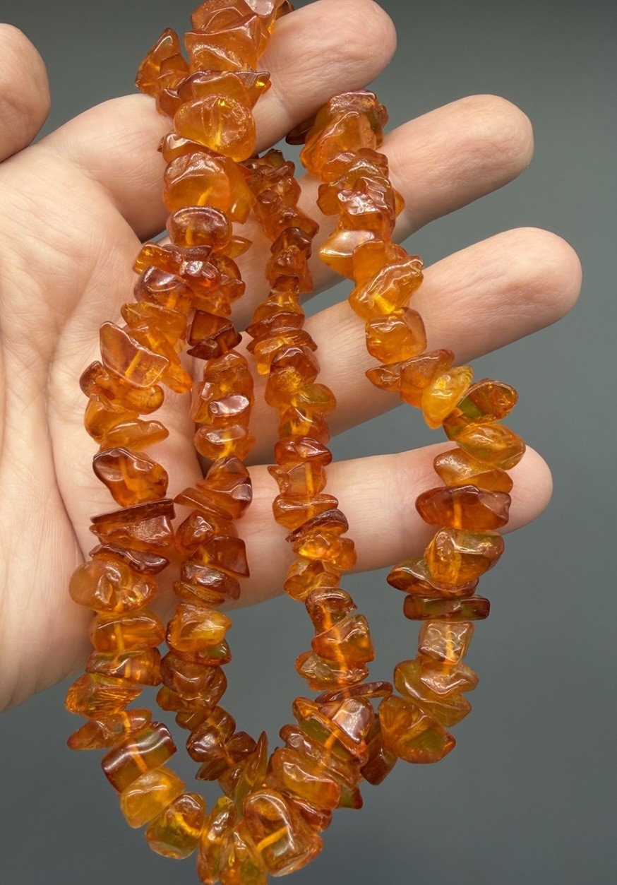 Vintage Baltic Amber Necklace Natural 24” Endless Chunky Nuggets UV Tested
