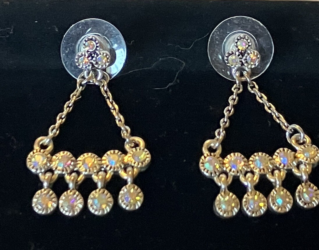 Vintage Napier Aurora Borialis Rhinestone Necklace And Earring Set 16 Inches