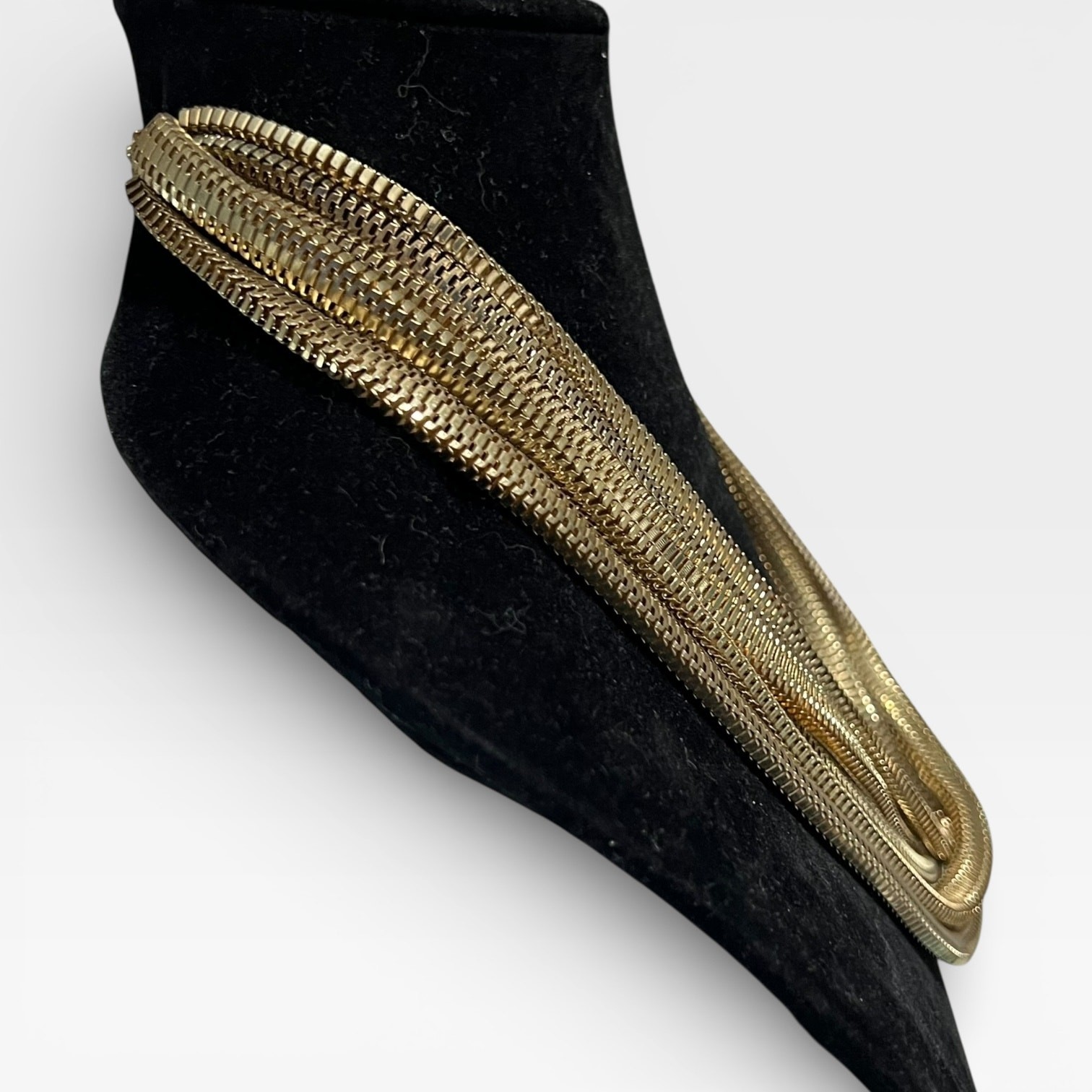 Gold Tone Multi Strand Snake Chain Necklace Statement Jewelry
