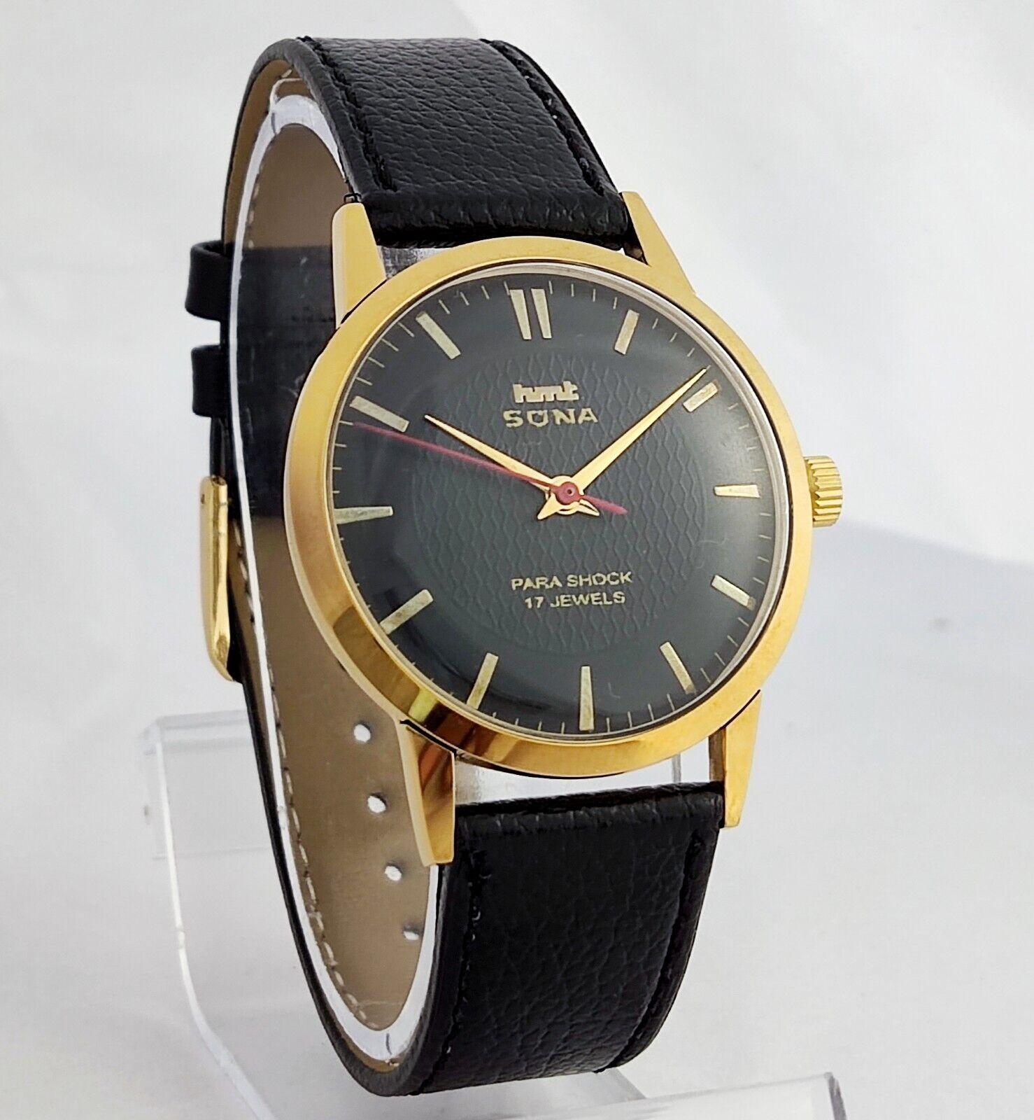 Vintage Hmt Sona Black Dial 17 Jewels Para Shock Mechanical hand winding Watch
