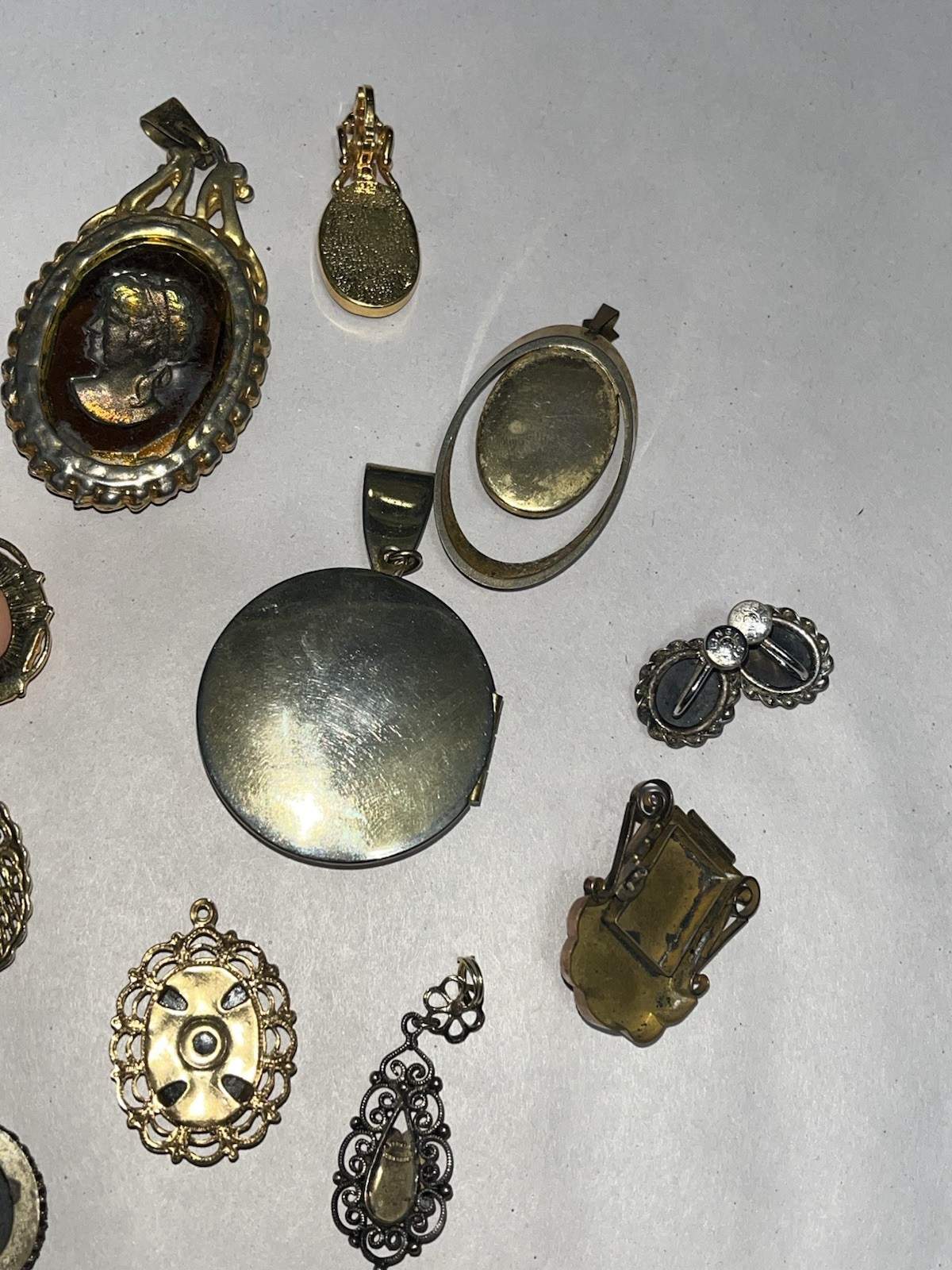 Vintage Cameo Jewelry Lot Wearable & Broken Pieces Sterling Costume Modern