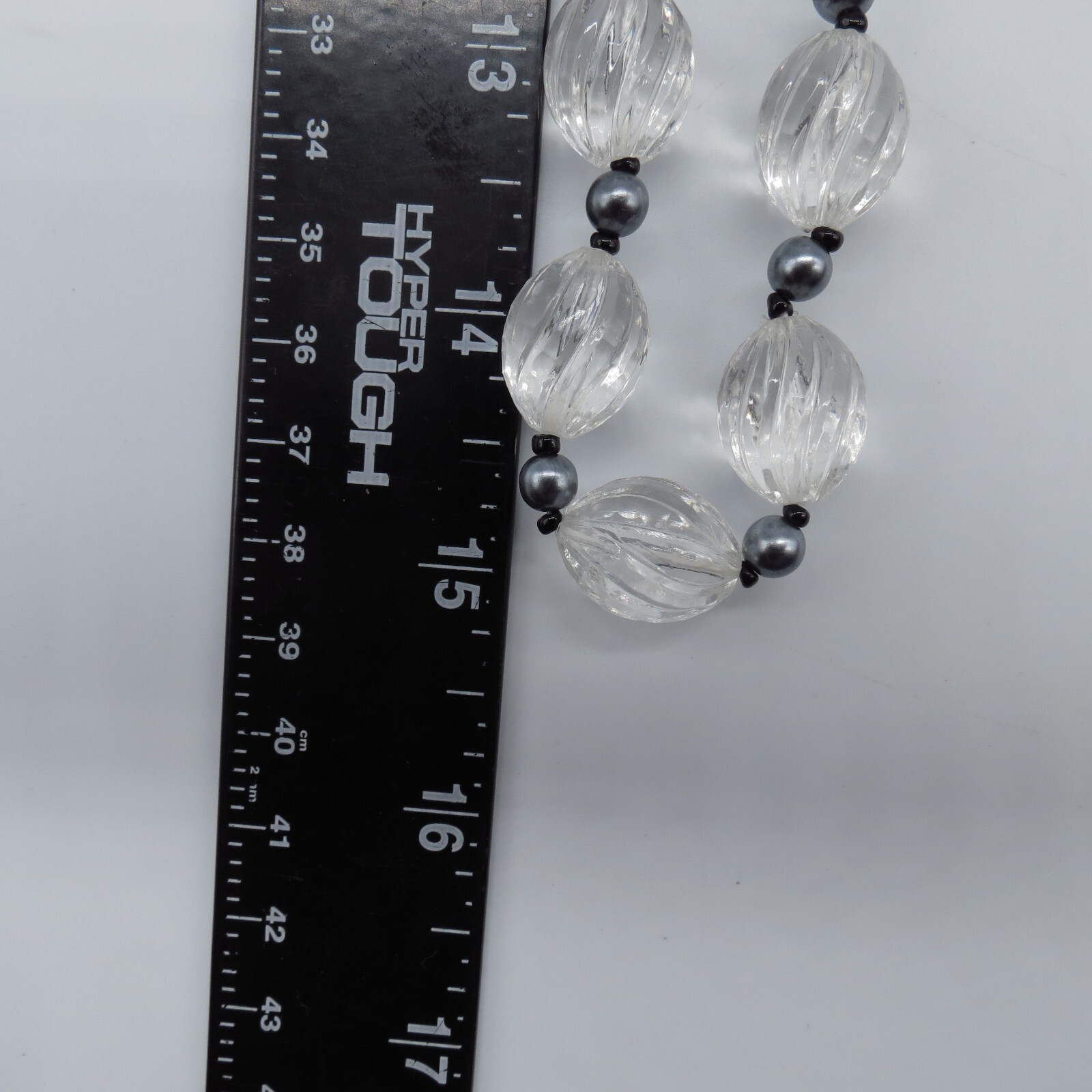 Vintage Clear Beaded Necklace Lightweight Retro 30″