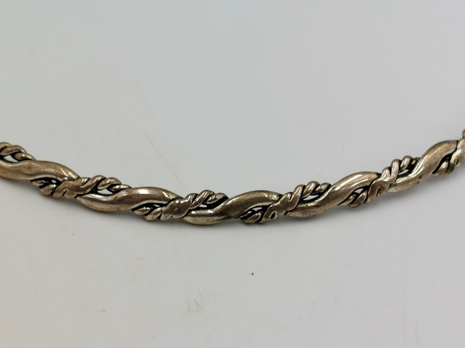 Braided Twisted Neck Wire Collar Silver Plated Brass Vintage