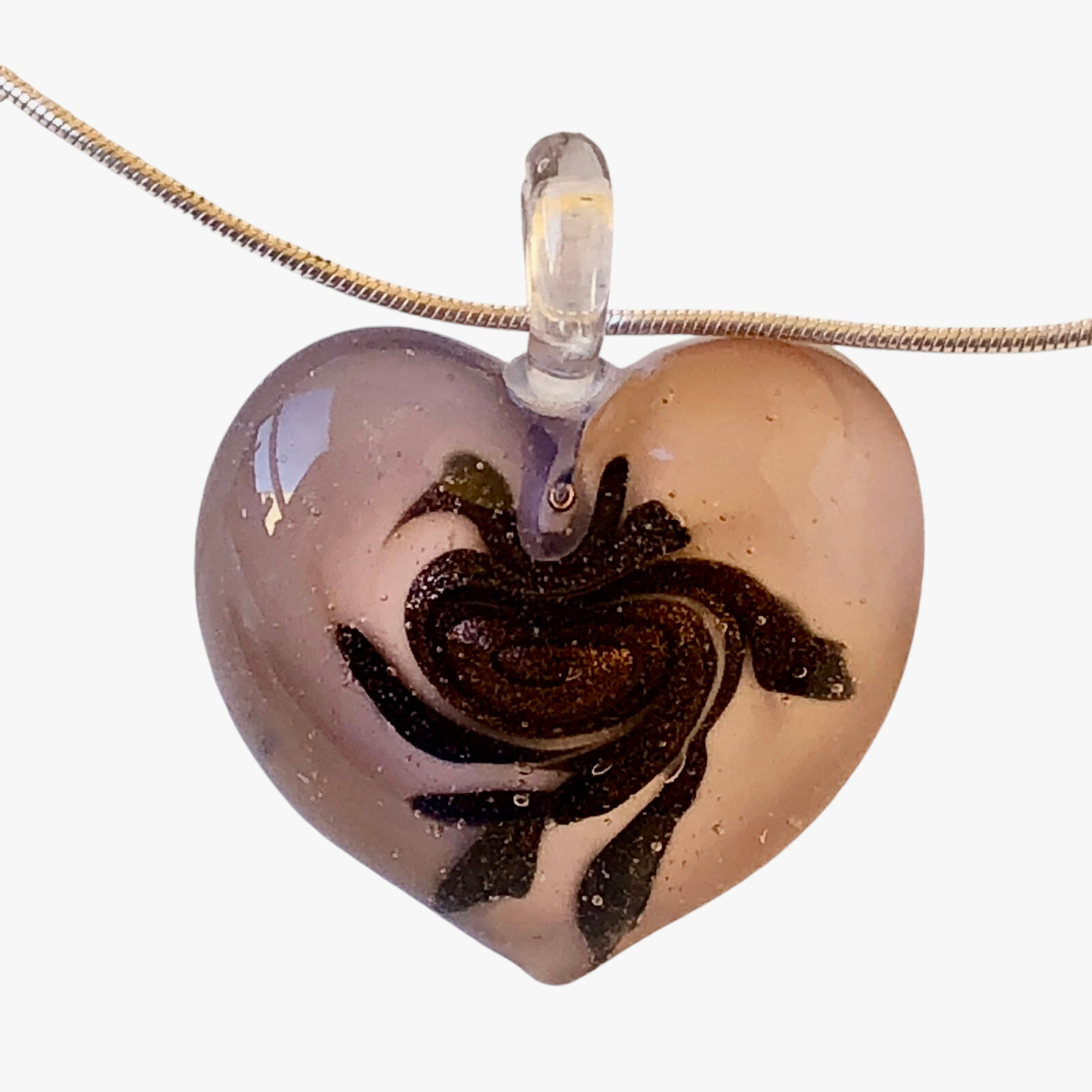 FAS Designer Italy Necklace Sterling Silver & Puffy Heart Pendant DOUBLE SIDED