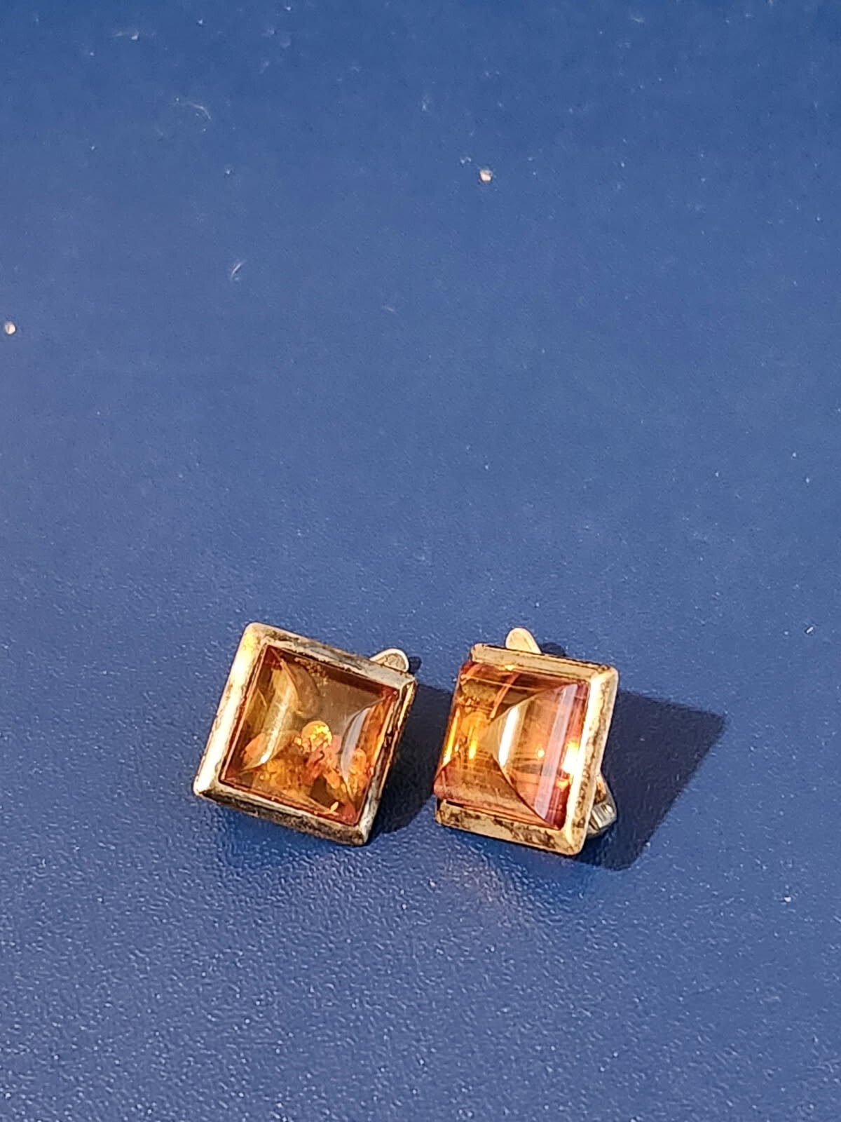 Sterling Silver Orange Stone Stud Earrings
