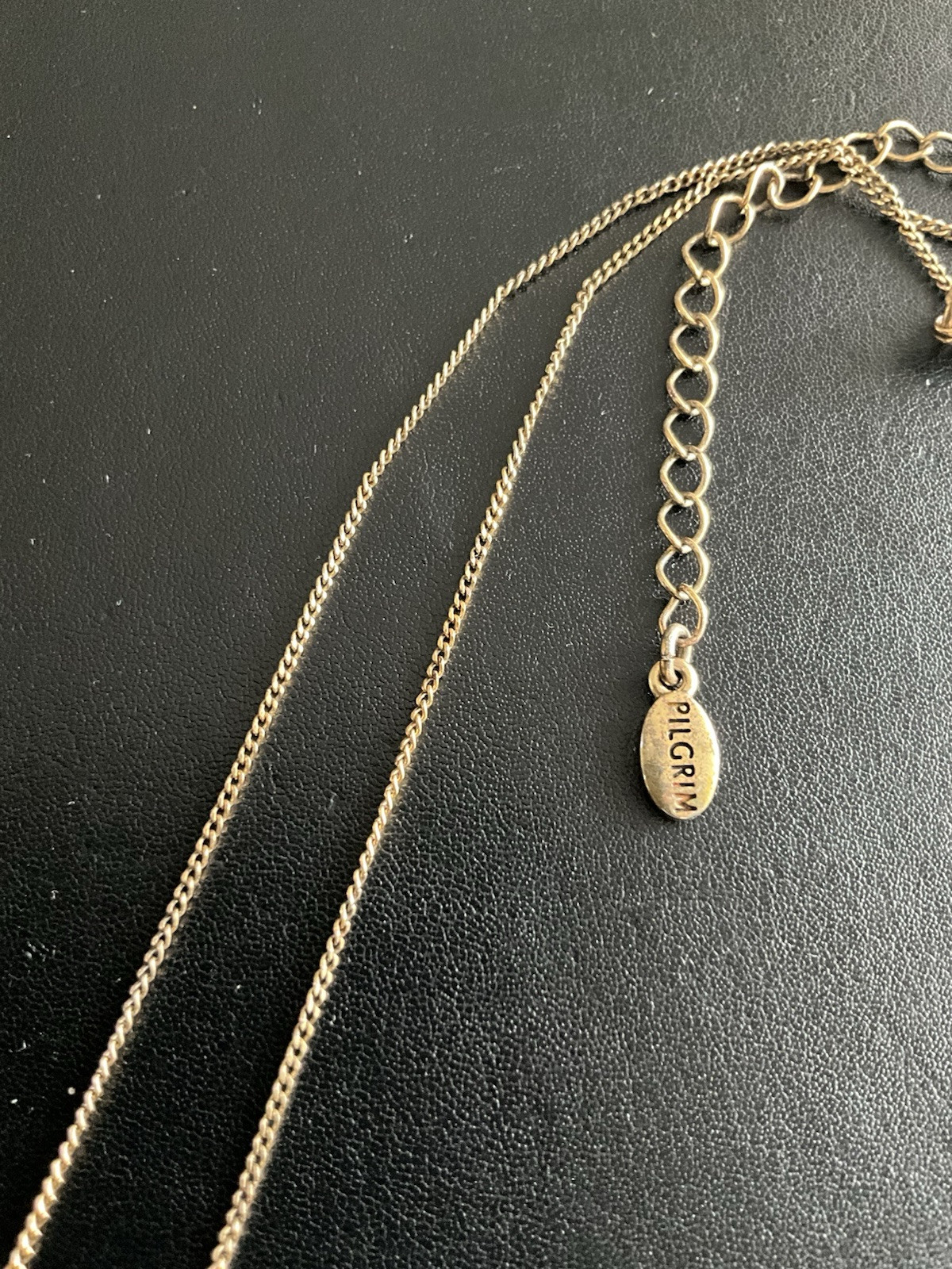 Double Signed Pilgrim Gold Tone Necklace With Blue Enamel Flower Rhinestone Ctr