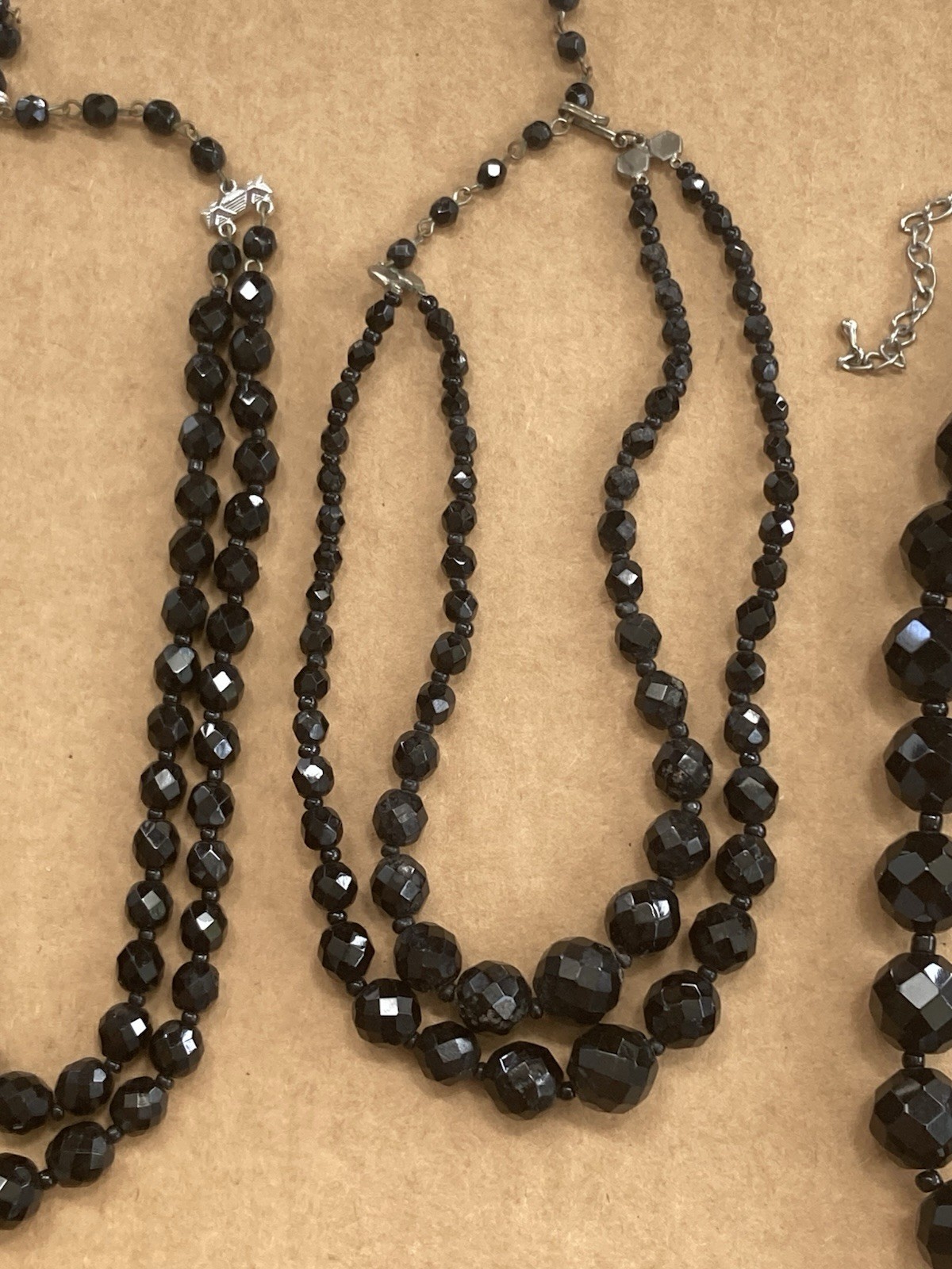 Vintage Black Glass Bead Necklace Lot ~ 1 lb wear or craft