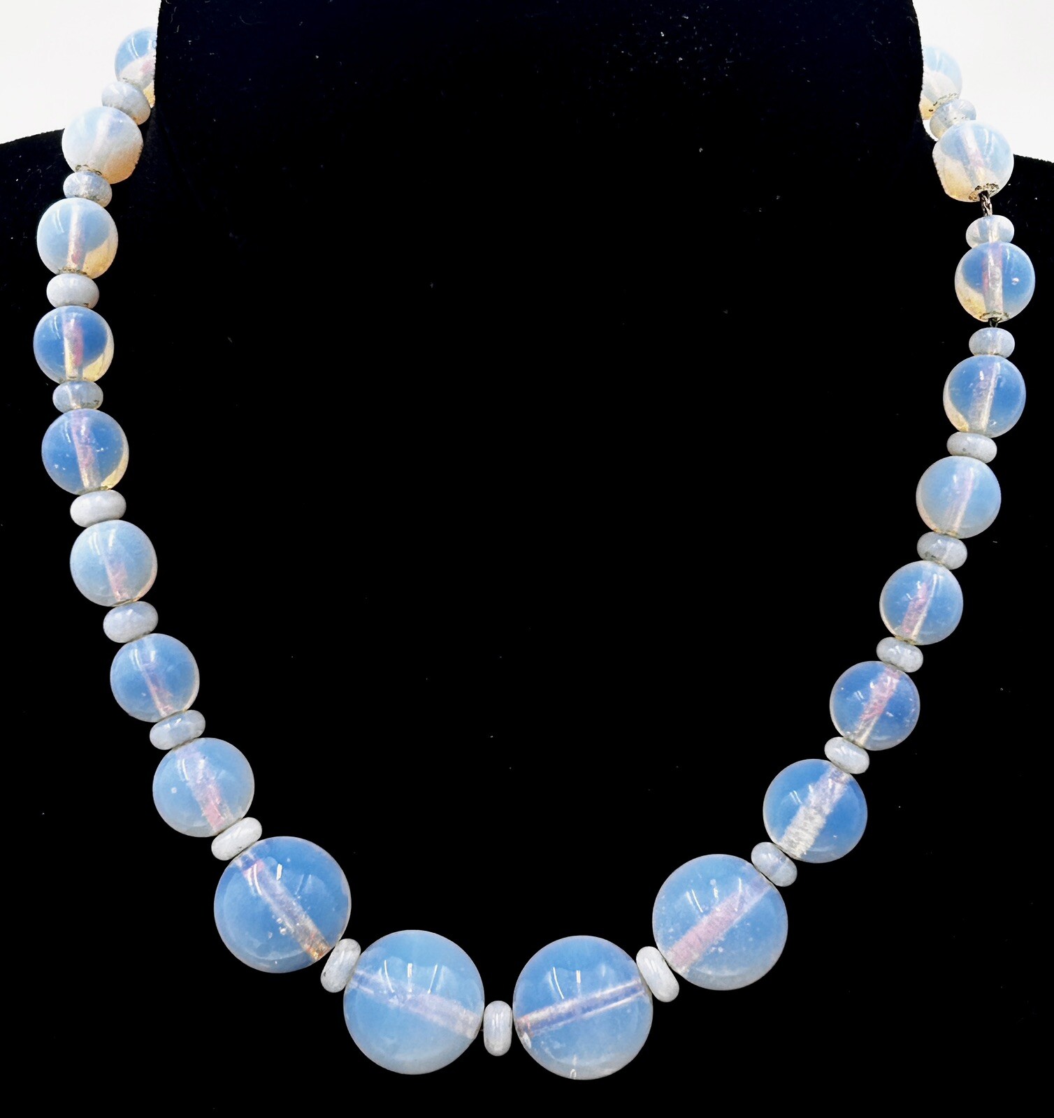 VTG LOUIS ROUSSELET France Graduated French Opaline Glass NECKLACE