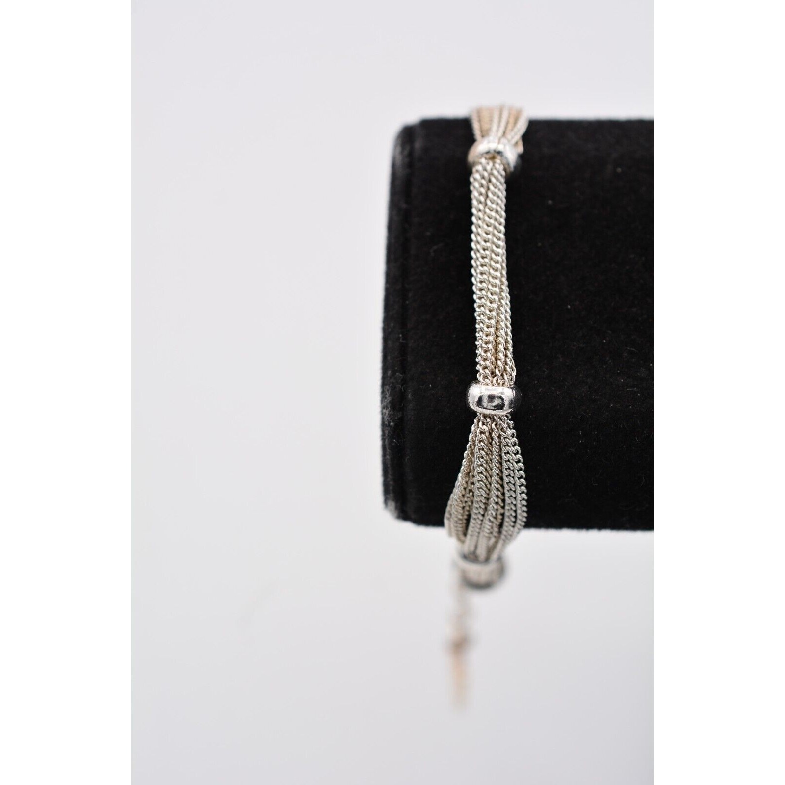Anne Klein Vintage Bracelet Multi-Chain Bright Silver Tone Signed 1990s BinAW