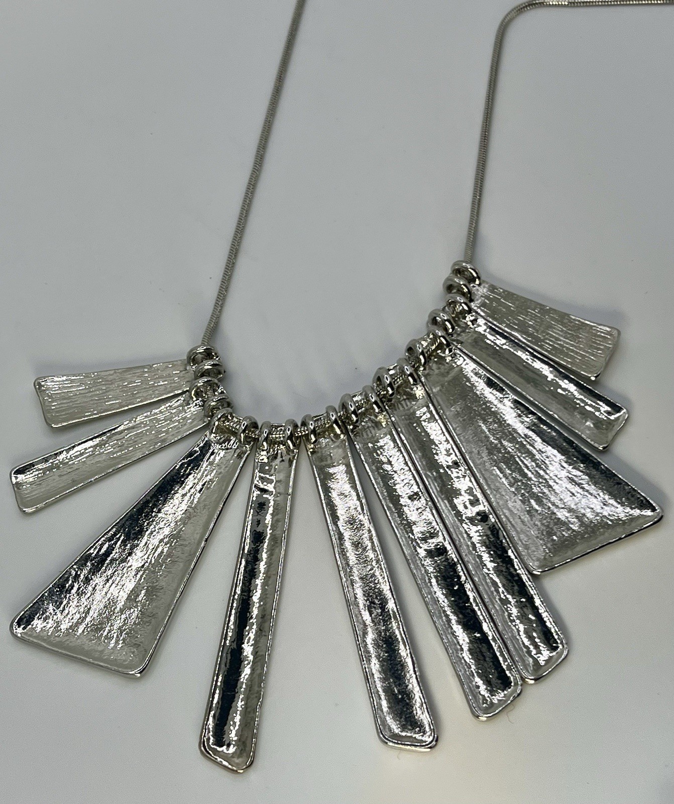 Vintage Sliver Tone Statement Necklace Slide Multiple Pendant Chain Choker 18”