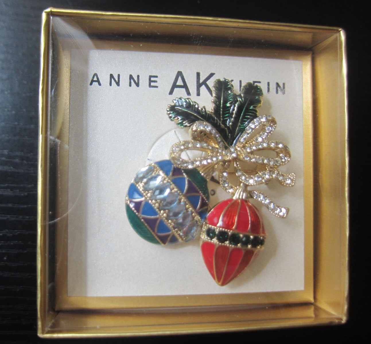 Anne Klein Christmas Holiday Ornament Brooch Pin New in Box