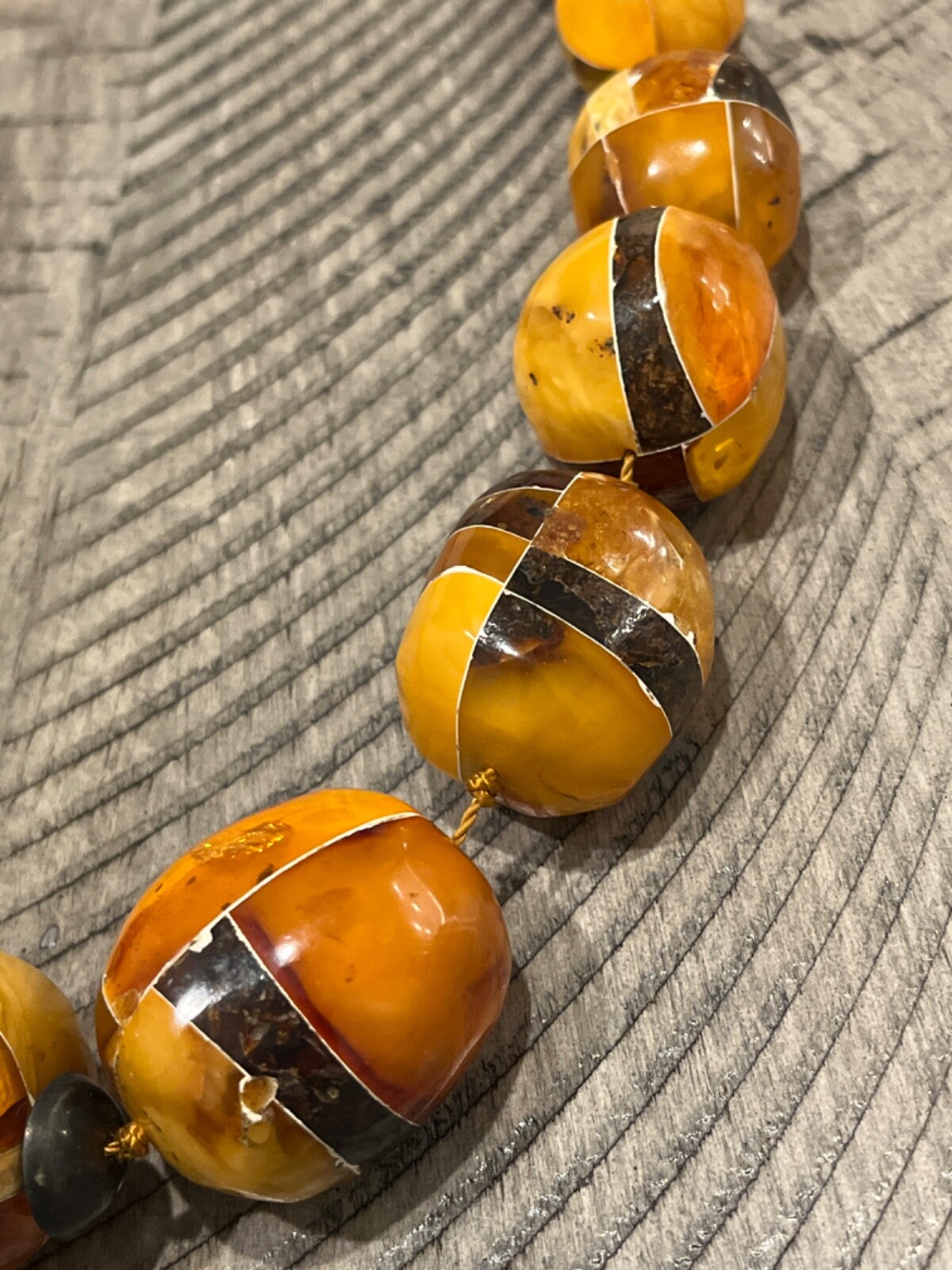 OLD massive butterscotch baltic amber cobblestone-work 26.5″ necklace 062024eH@