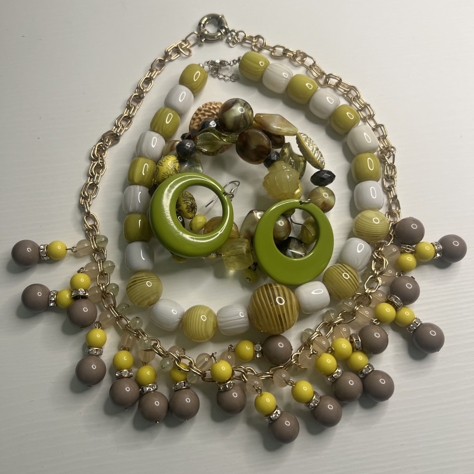 Vintage Jewelry Lot of 4 Necklaces, Earrings, Bracelet