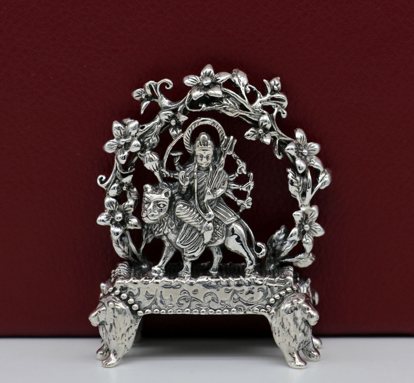 925 silver Goddess bhawani durga statue, figurine,puja article home temple art06