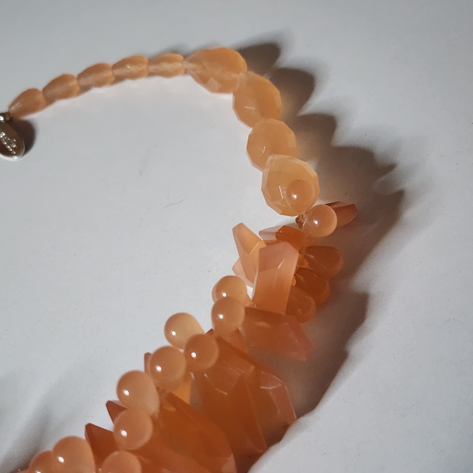 Signed mark. Orange Faux Crystals Necklace Estate Statement Beads