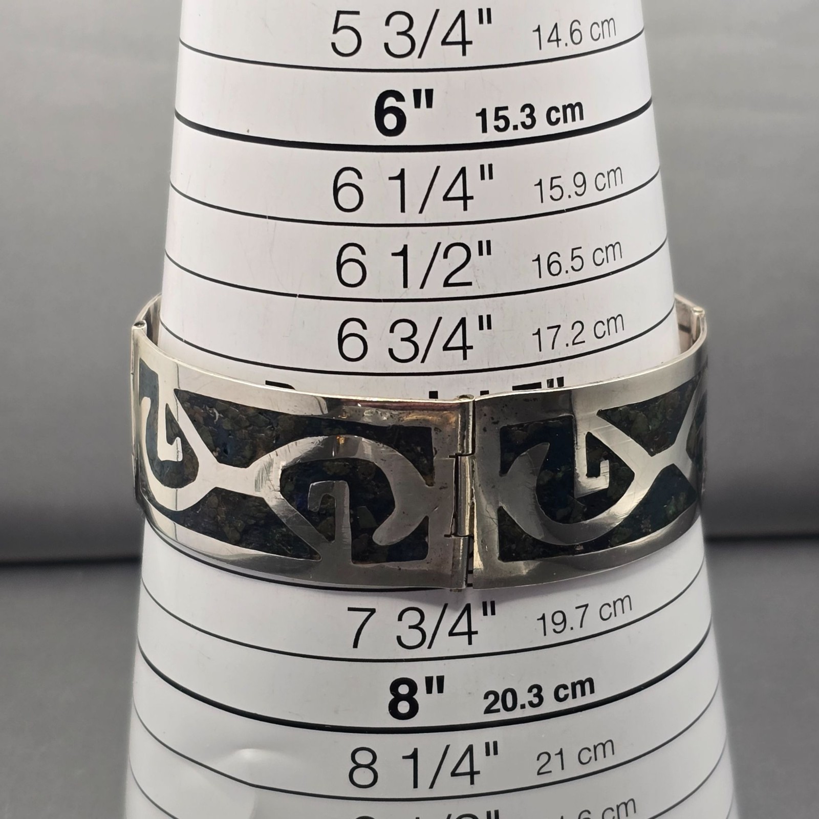 Vintage Taxco Sterling Silver Turquoise Inlay Bracelet 7″ Eagle 3 Signed AMD 30g