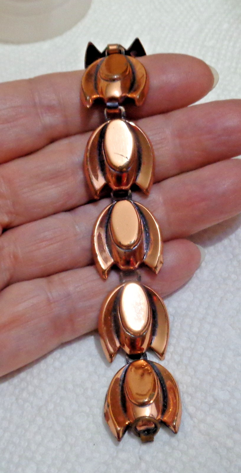 7 inch Vintage Solid Copper Renoir Stylized Tulip Bracelet 11/16″ 20.9 gm