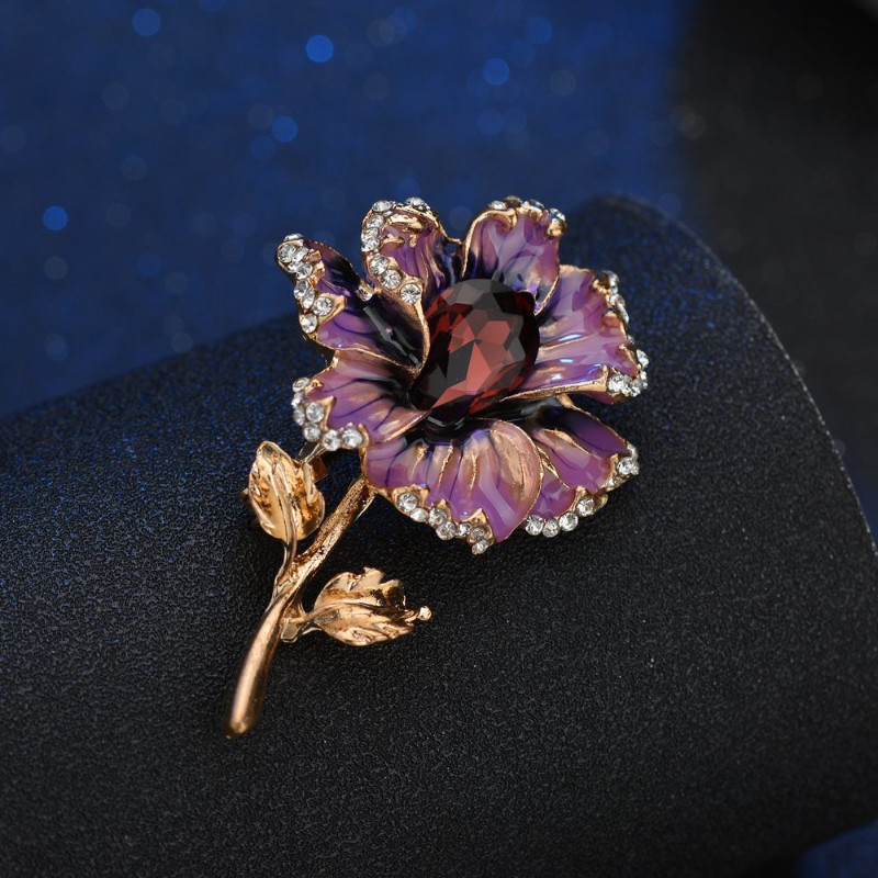 Elegant Colorful Enamel Flower Brooch Vintage Brooch Pin Antique Jewelry Gift