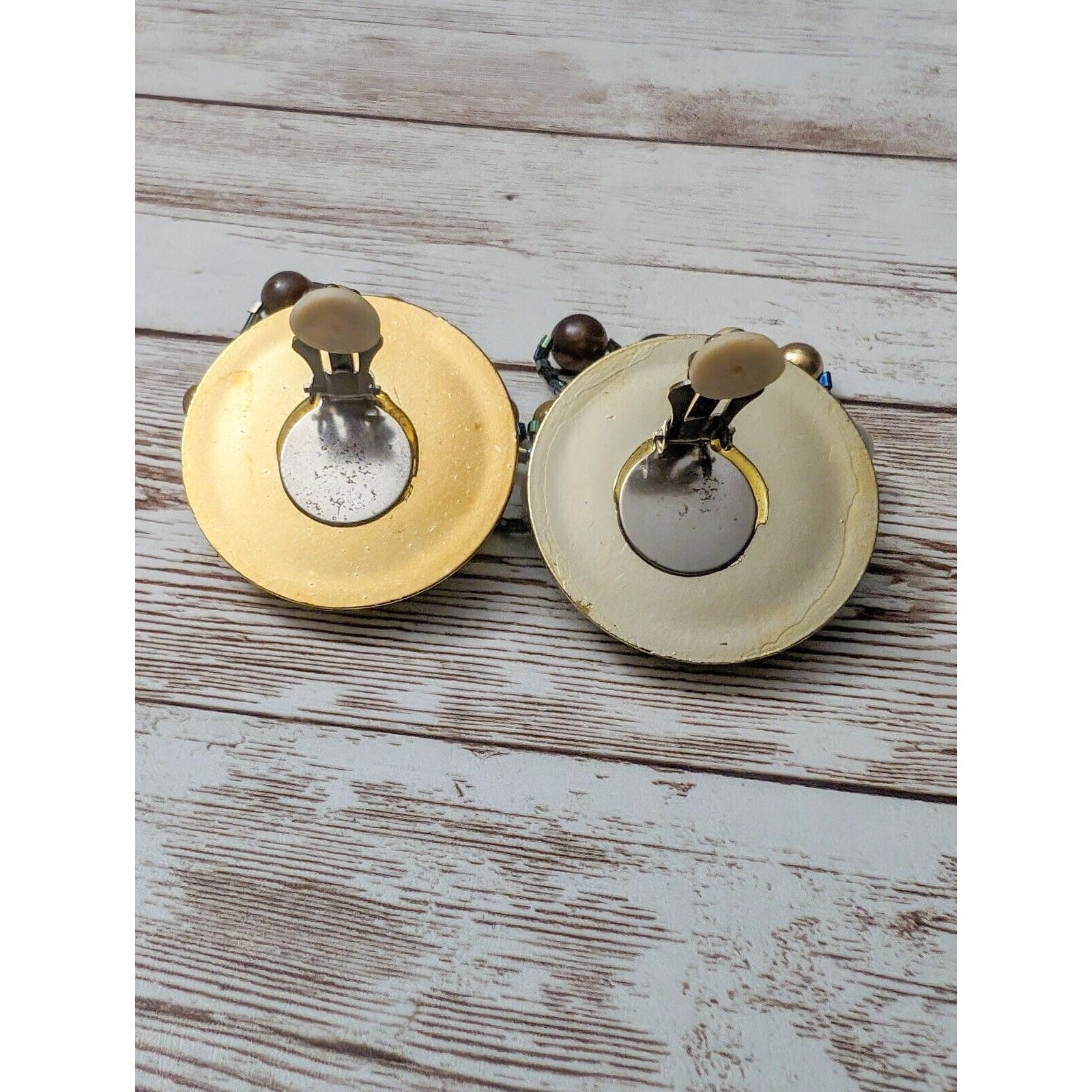 Vintage Clip On Earrings Extra Large Statement Earrings Beaded Dangle