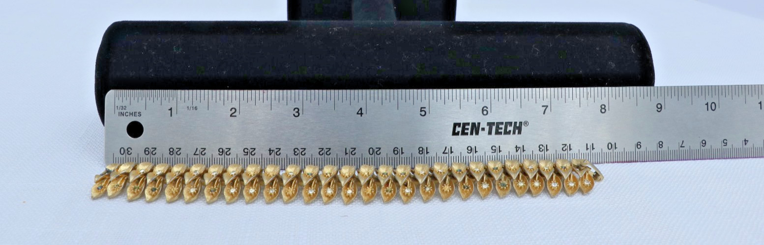 Vintage Gold Tone Leaf Rhinestone Bracelet Craft Repair Restoration