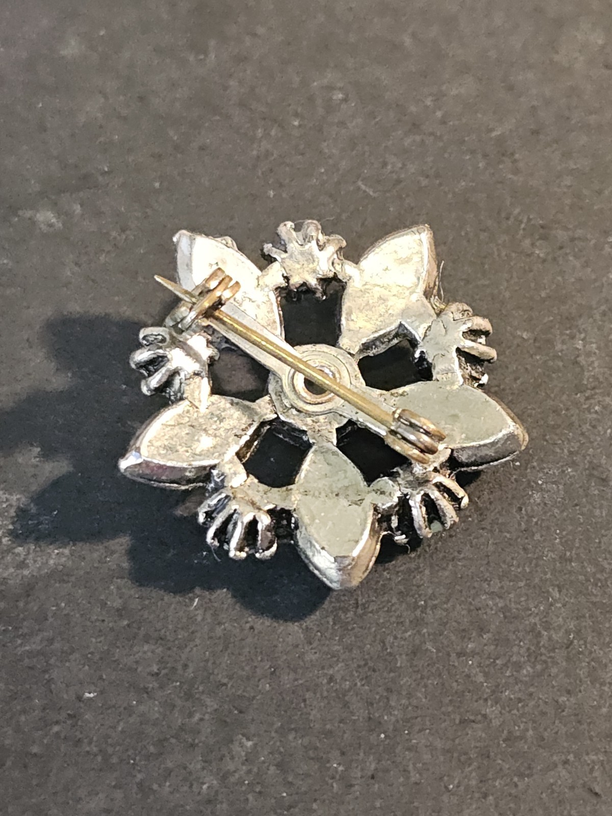 Vintage Star Flower Brooch Turquoise Look Silver Tone Pin Mexican Style Unsigned