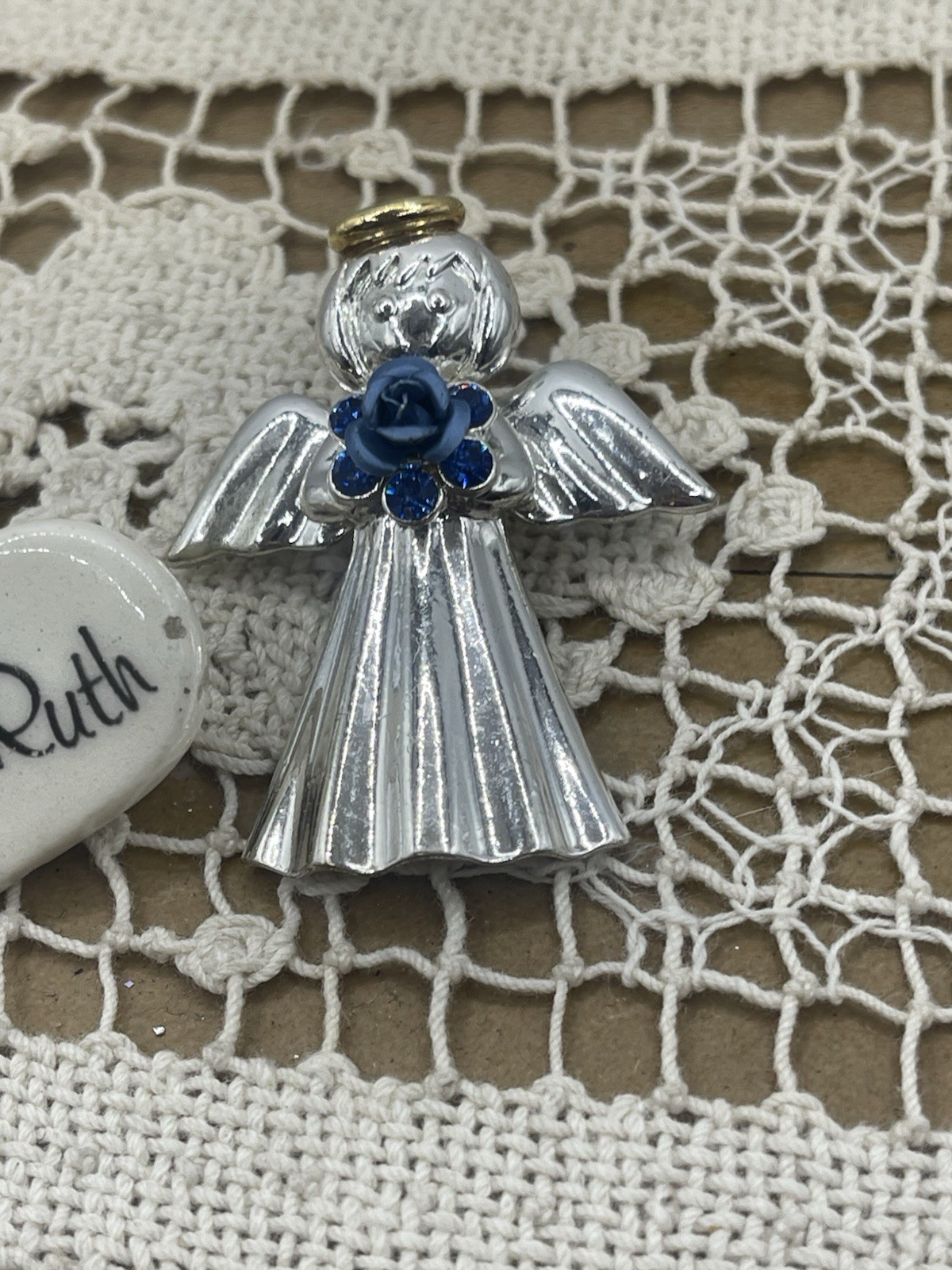 Vtg New Unused Name Ruth Pin with Forget Me Not Earthy Endeavours Brooch 1980s