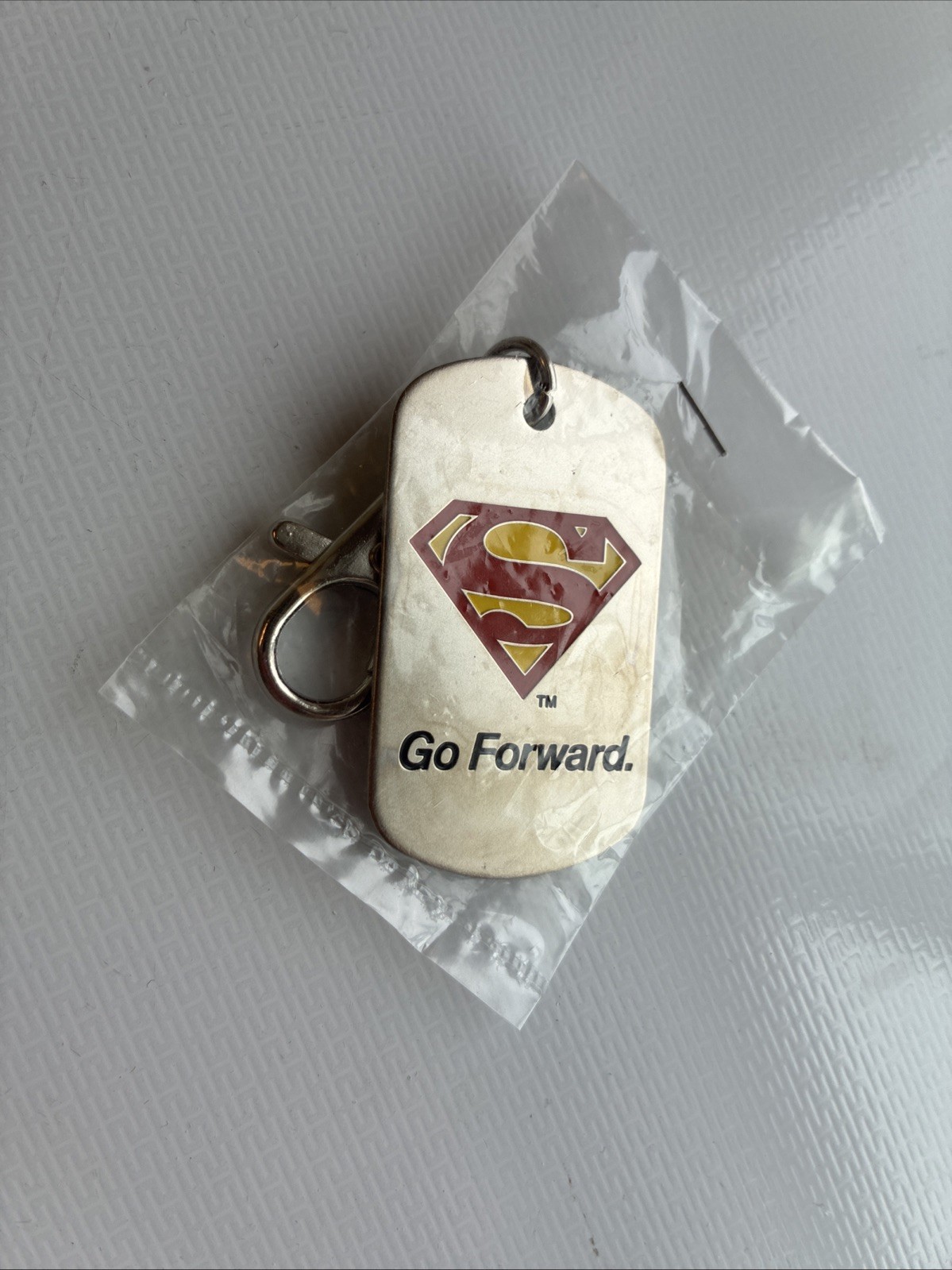 Christopher Reeve Foundation, Superman “Go Forward.” Keychain, Dog Tag TM & DC