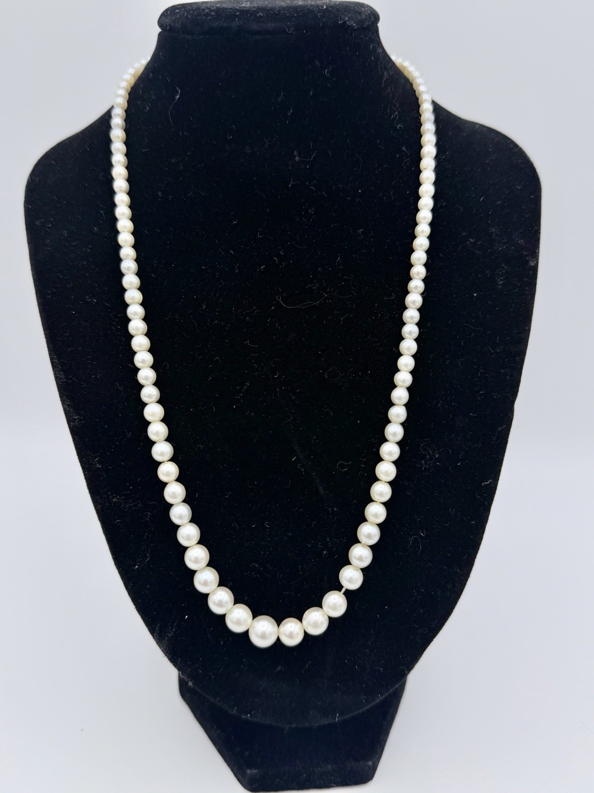 REGISTERED HELLER CULTURED PEARL NECKLACE GRADUATED 3-7 MM STERLING CLASP 17″