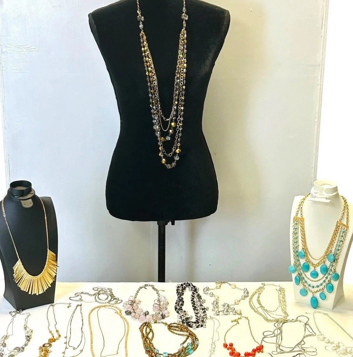 Assorted Necklaces Lot Of 17 Some Signed Statement Colorful Chunky Sleek Summer