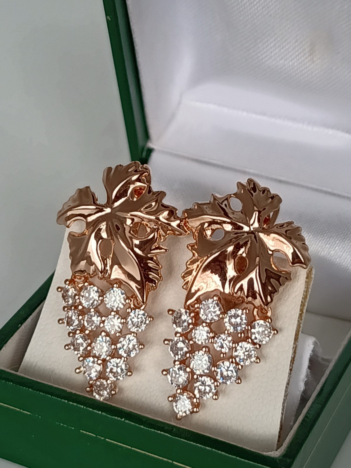 Vintage 1990-s 14 Ct Rolled Gold Large Zircons Earrings-Hallmarked 585 RG