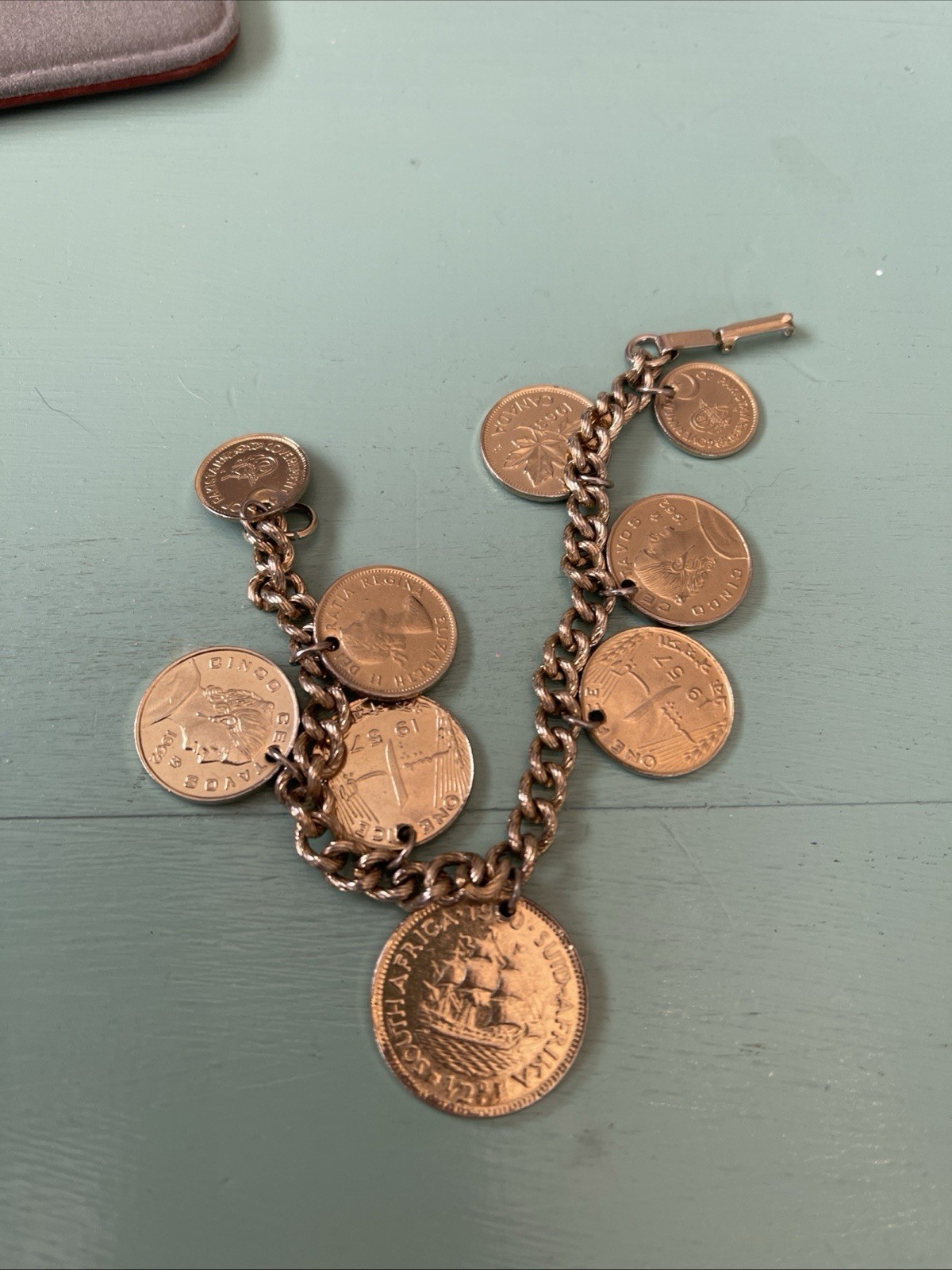 Vintage Coins From Around the World Charm Bracelet