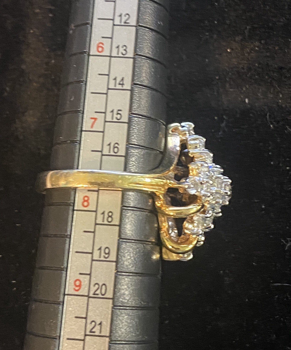 Vtg Sz 7.5 Ring Cubic Zirconia Cluster Fashion Jewelry CZ 18k Gold Plated